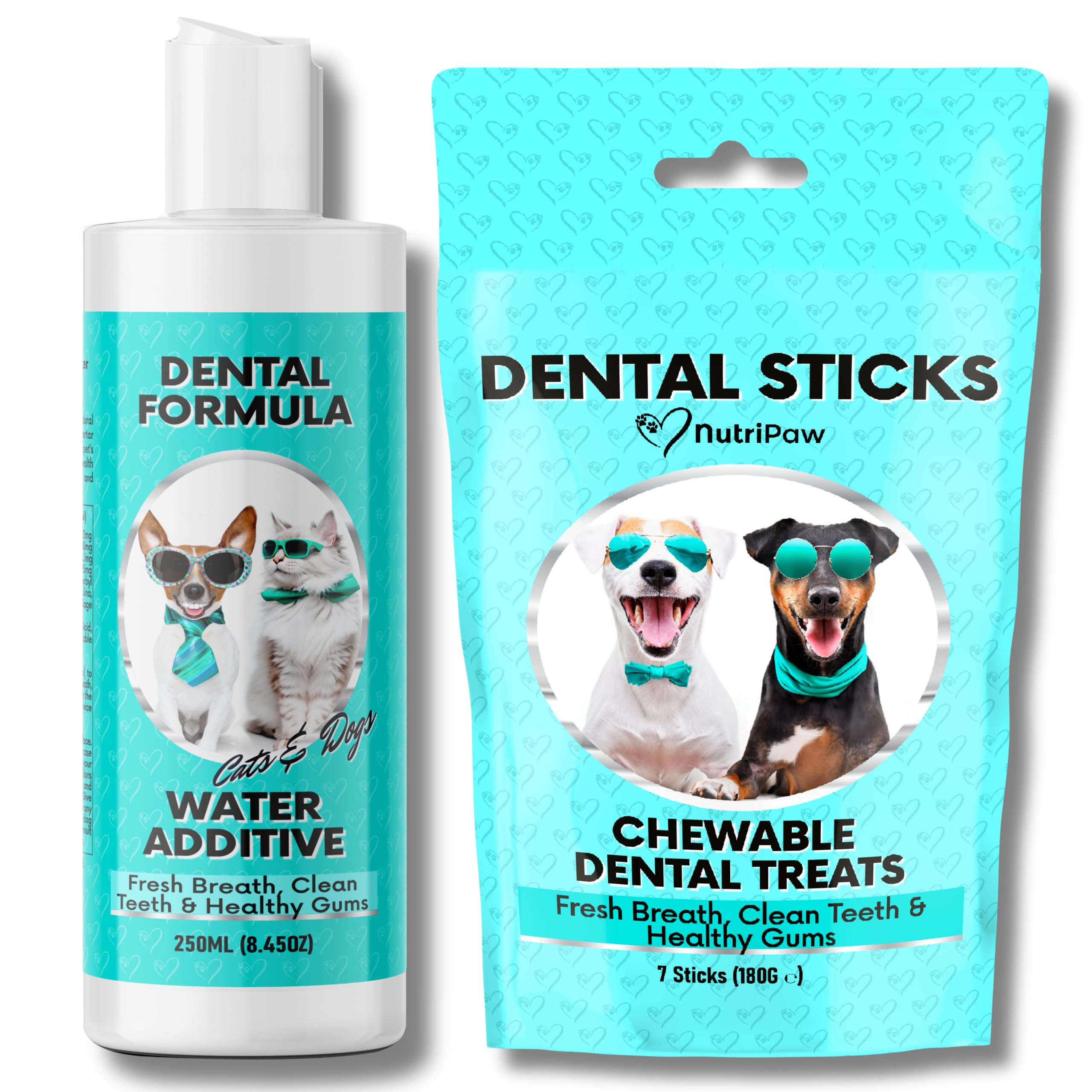 NutriPaw Dental Water & Dental Chews Bundle - Clean Teeth, Healthy Gums & Fresh Breath - Manage Plaque & Tartar Build-Up - Fuss-Free - No Brushing Needed โ image 1