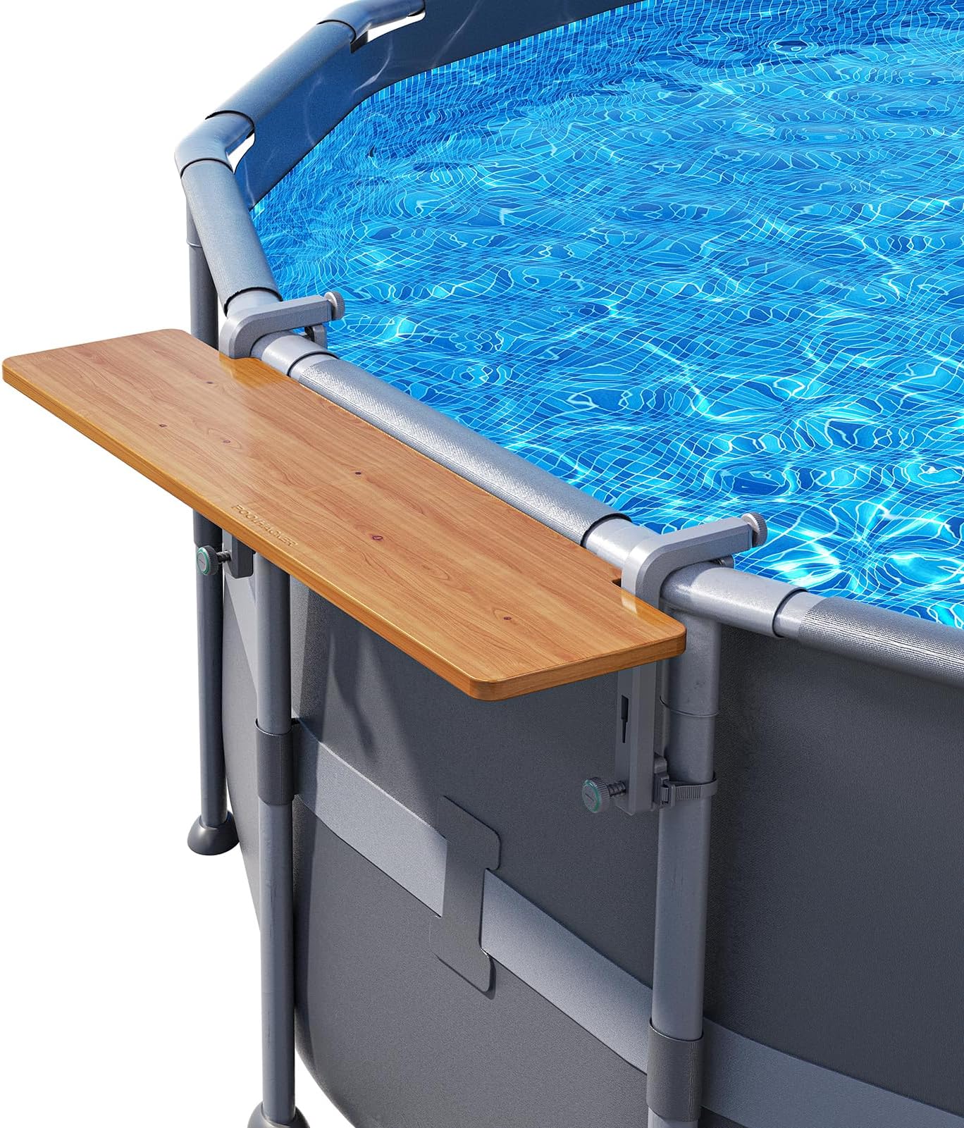 POOLHACKER Poolside Bar, Swim Up Bar Exclusively for Above-Ground Round Pools. Patio Poolside Table Smart Fold Easy Maintenance, Weather Resistant Stable Tabletop (Cedar Brown-Nordic Pine)