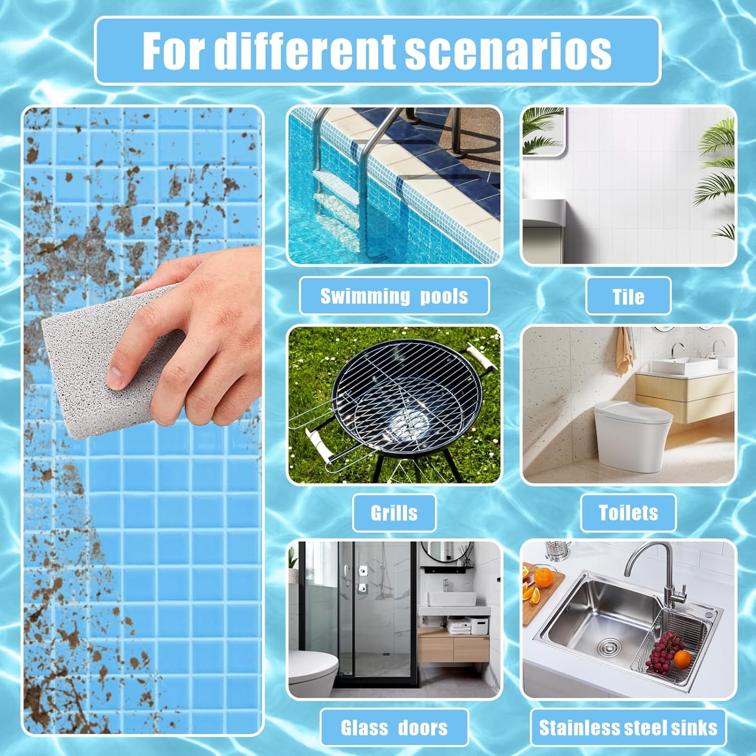 8 Pcs Pools Pumice Stone Pool Cleaning Block Swimming Pumice Pool Tile Stone for Pools Spa Kitchen Bathroom Stain and Rust Removing