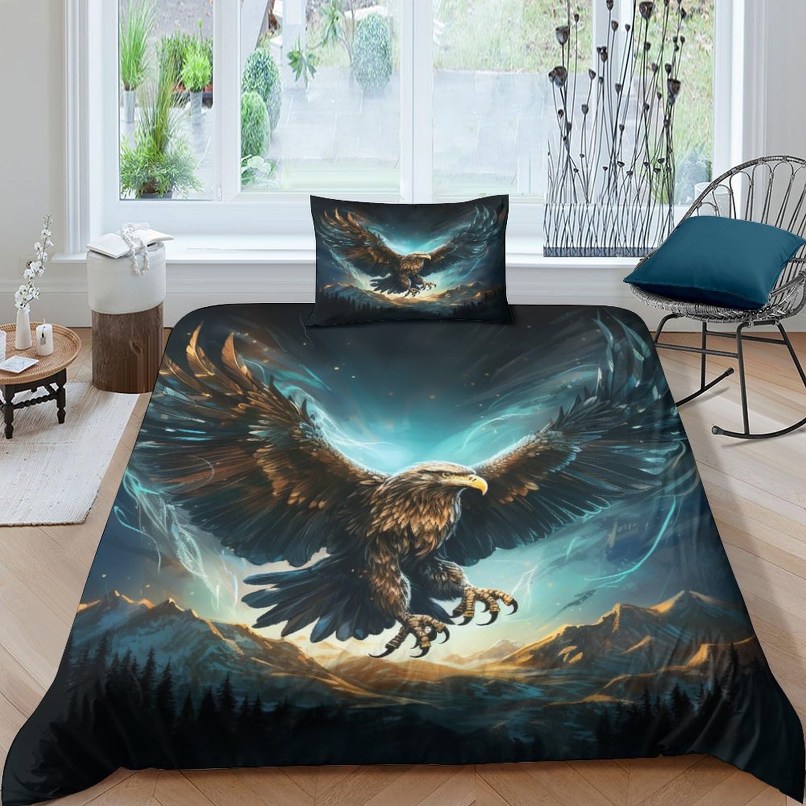 Parure de lit Aigle 3D pour une chambre d'ado moderne et confortable avec housse 135x200cm