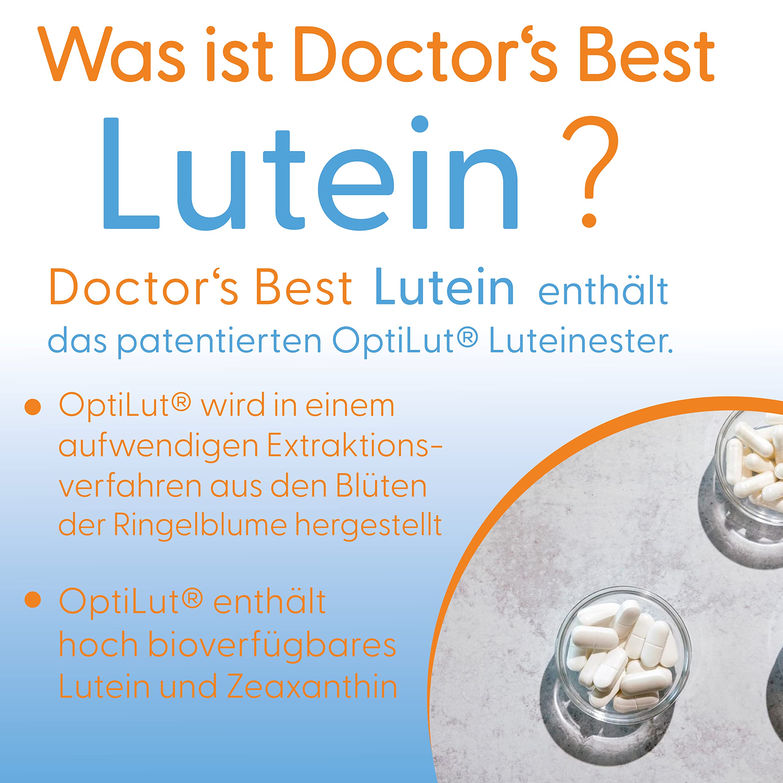 Doctor's Best, Lutein, mit Optilut, 10 mg, 120 vegane Kapseln, Carotinoid, Zeaxanthin, Laborgeprüft, Hochdosiert, Sojafrei, Glutenfrei