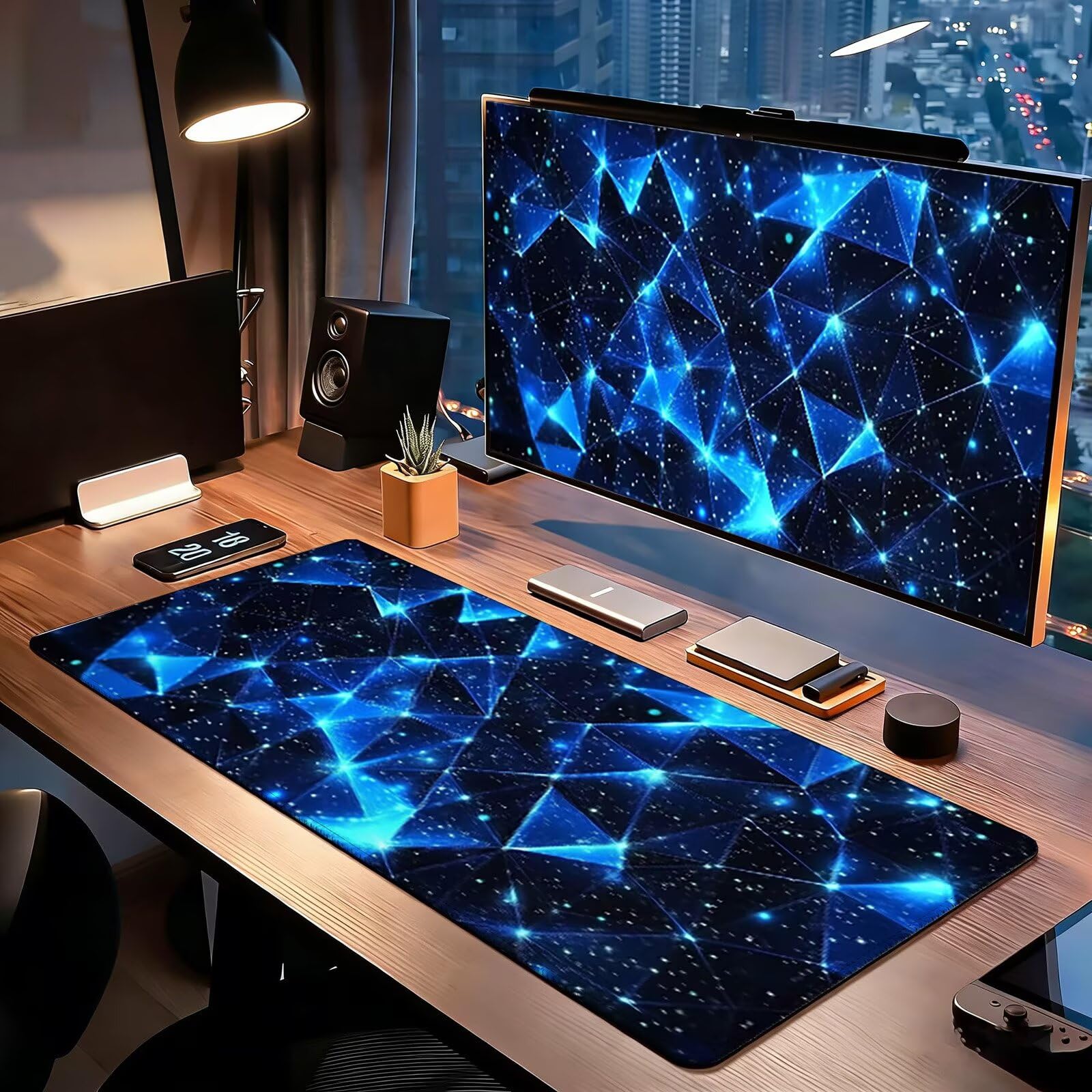 Tappetino Mouse Gaming, 1200x600mm Tappetino Mouse XXL nero 0c0-323 | Mouse Pad Grande, Ottimizzato per i Sensori da Gioco, Migliora Precisione e Velocità, per Mac e PC, blu