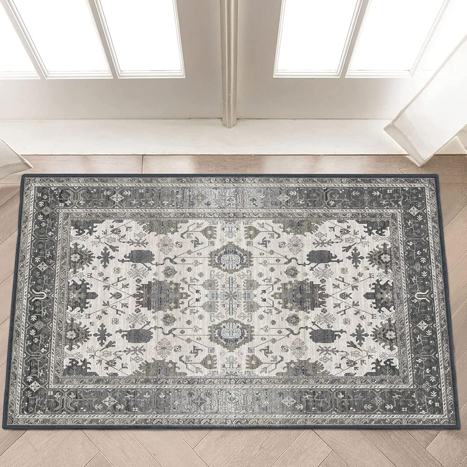 Boho Area Rug 1'4"x2'7" Non Slip Indoor Doormat Small Washable Entryway Rug, Bohemian Low-Pile Floor Carpet for Bathroom Kitchen Laundry Room Decor - Style1