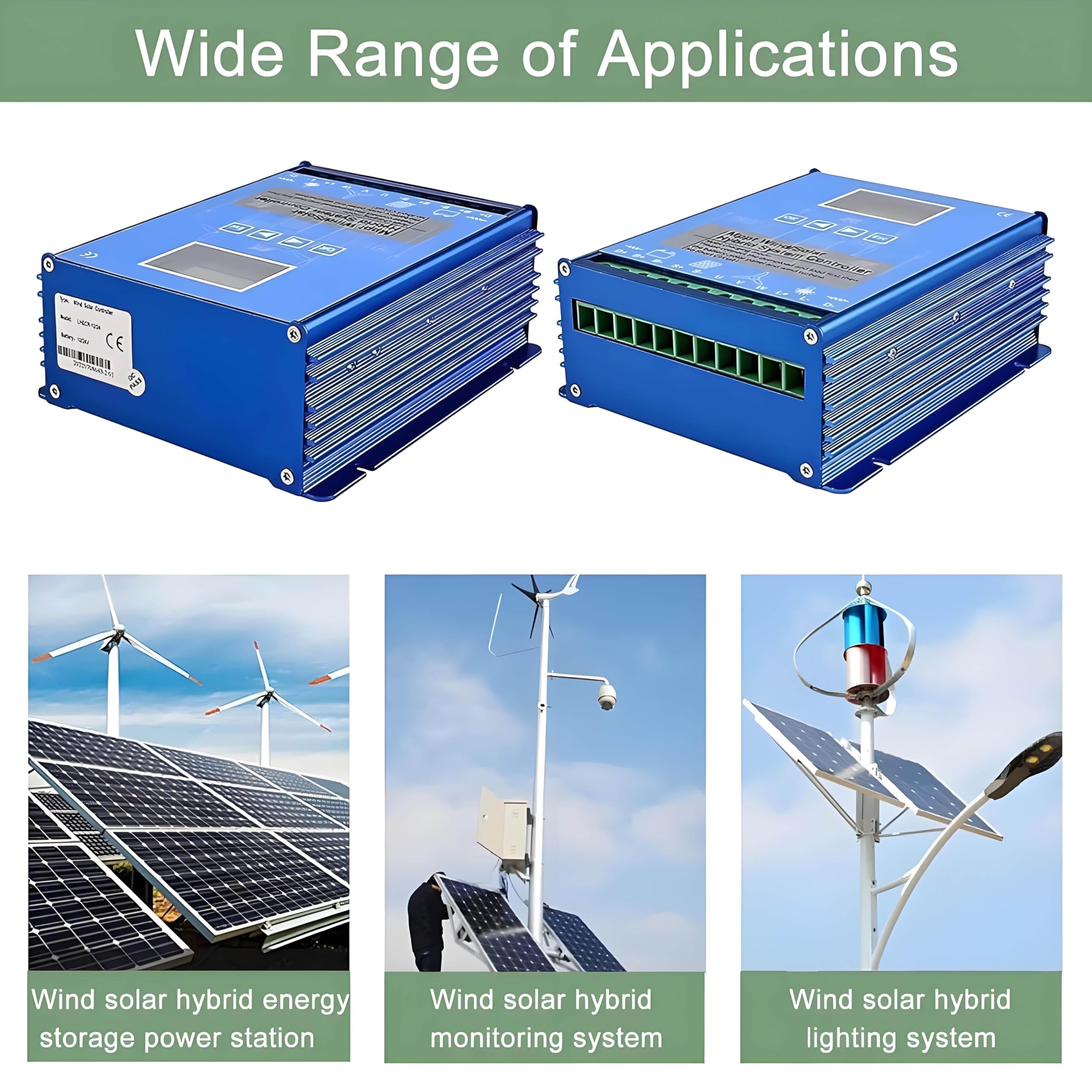 Hybrydowy regulator ładowania wiatrowo-słonecznego z obciążeniem zrzutu do generatora turbiny wiatrowej o mocy maks. 15000 W, panelu słonecznego 12 V 24 V, akumulatora 48V
