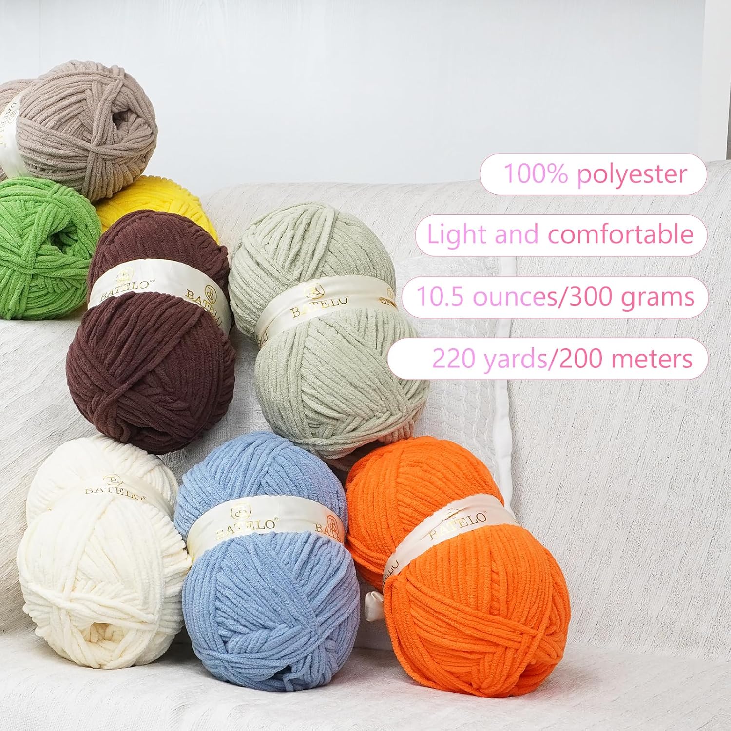 Chenille Yarn for Crocheting & Knitting 880 Yards, Soft Thick Fluffy Bulky Blanket Yarn, 4 Pack of 10.5oz(Dark Green)
