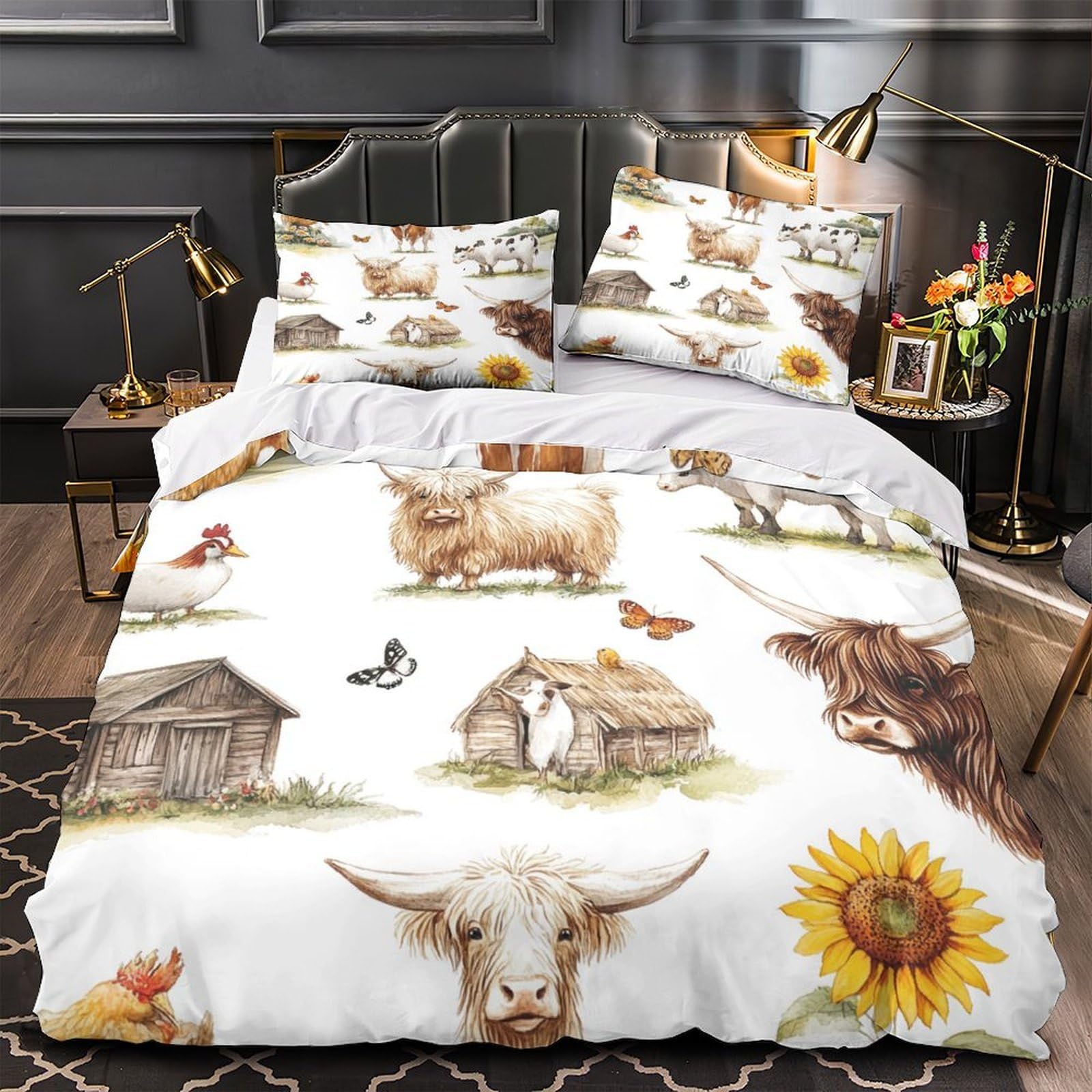 Housse de couette 3D animaux de la ferme en microfibre résistante d'une douceur exceptionnelle