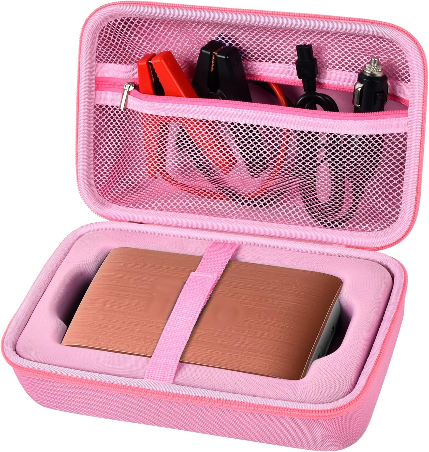 Case for Halo Bolt 58830/57720/ Air 58830/ ACDC Max 55500 mWh/ Air + Portable Emergency Power Kit, Storage Holder for Air Nozzles, Extra Accessory, Car Jump Starter, and Charger- Pink (Box Only)