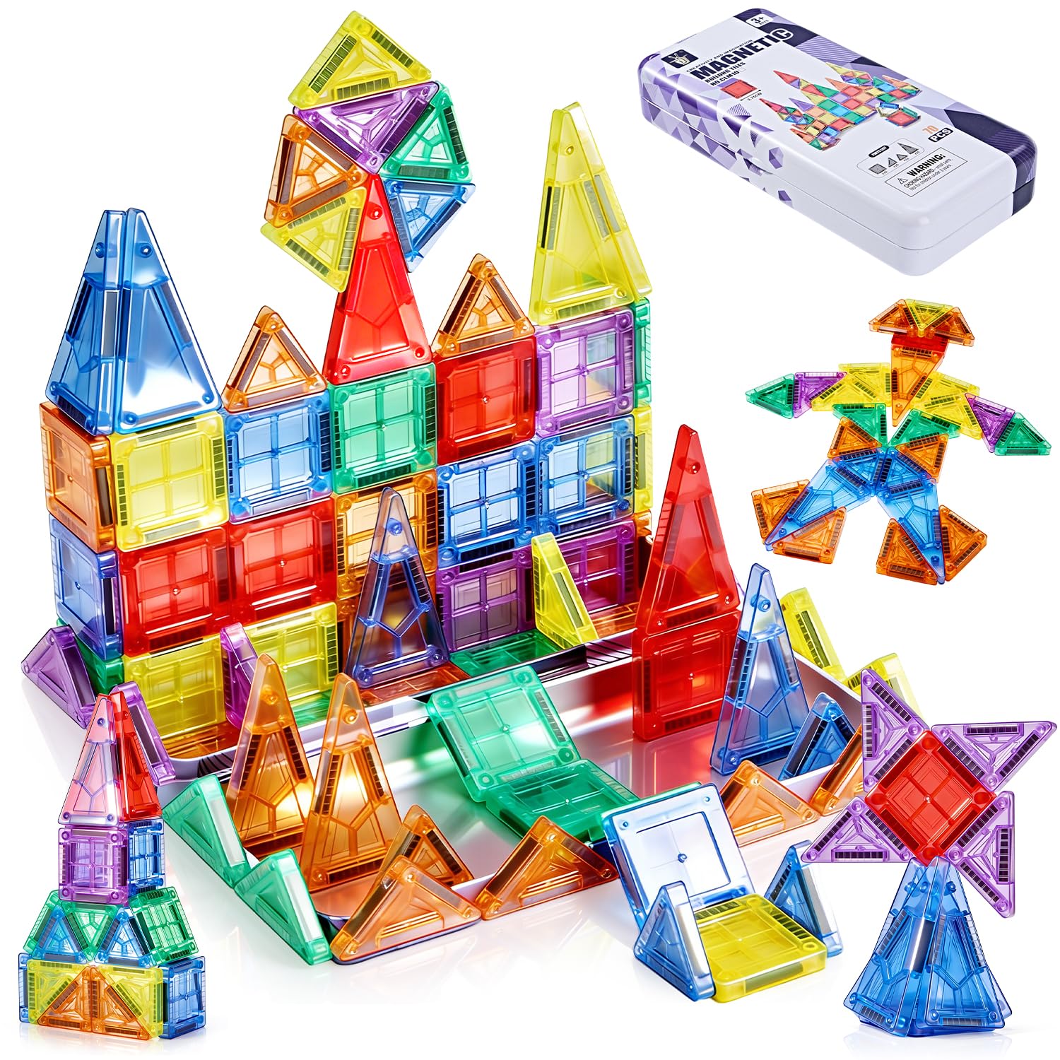 SlowTon Juguetes de Bloques Magnéticos para Niños, 70 Piezas Mini Imanes con Caja Portátil de Almacenamiento, Bloques de Construcción 3D Stem Educativos, Regalo para Día del Niño Cumpleaños 3+ Años