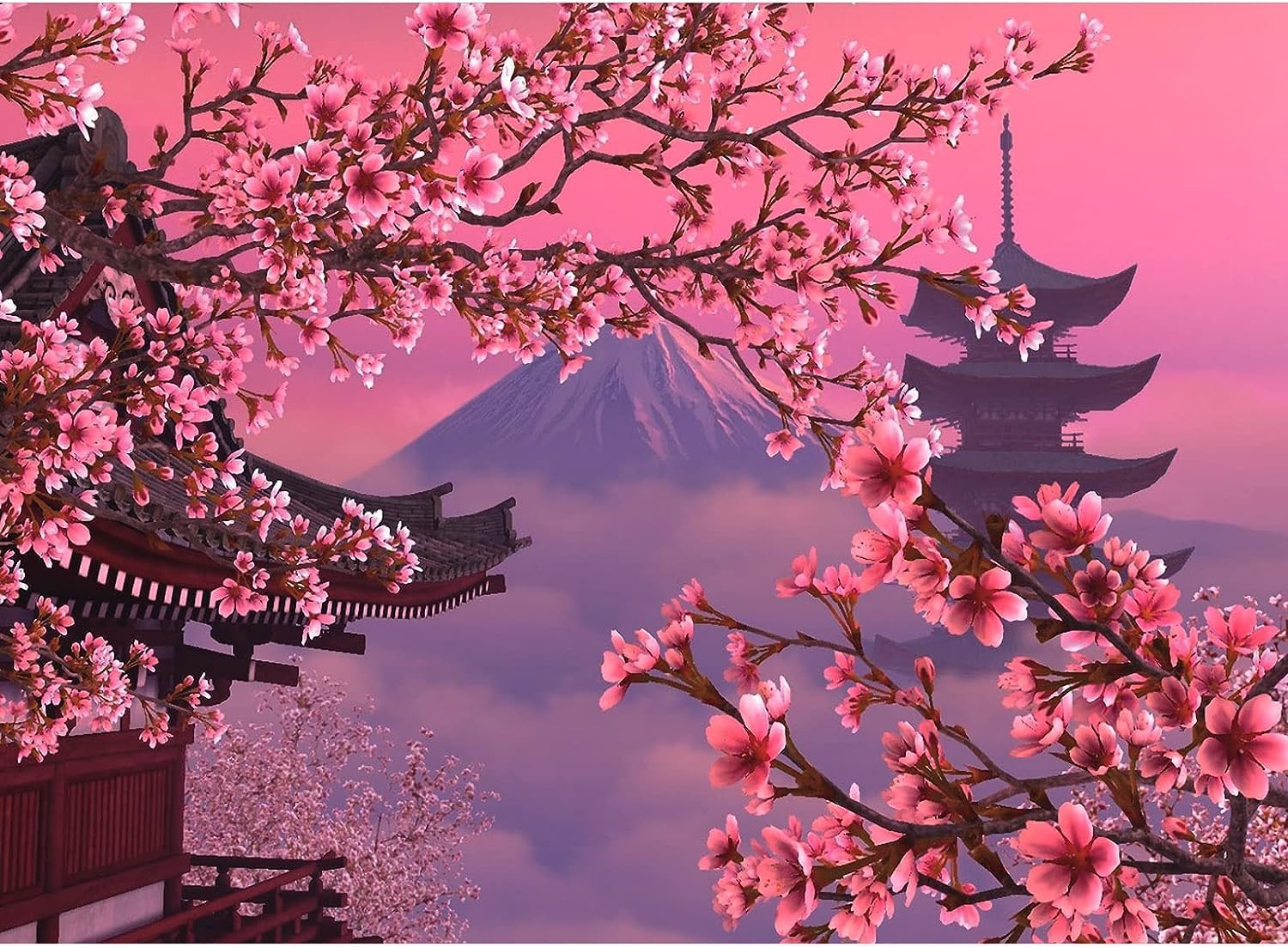 Amazon | CHengQiSM 1000ピース ジグソーパズル 富士山 桜 絵画