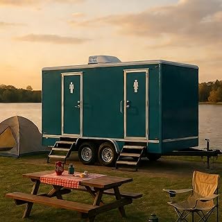 Mobile Washroom Trailer with Shower and Sink for Campgrounds, Portable Restroom Trailer for Outdoor Events, Work Zones, Temporary Housing and Public Venues