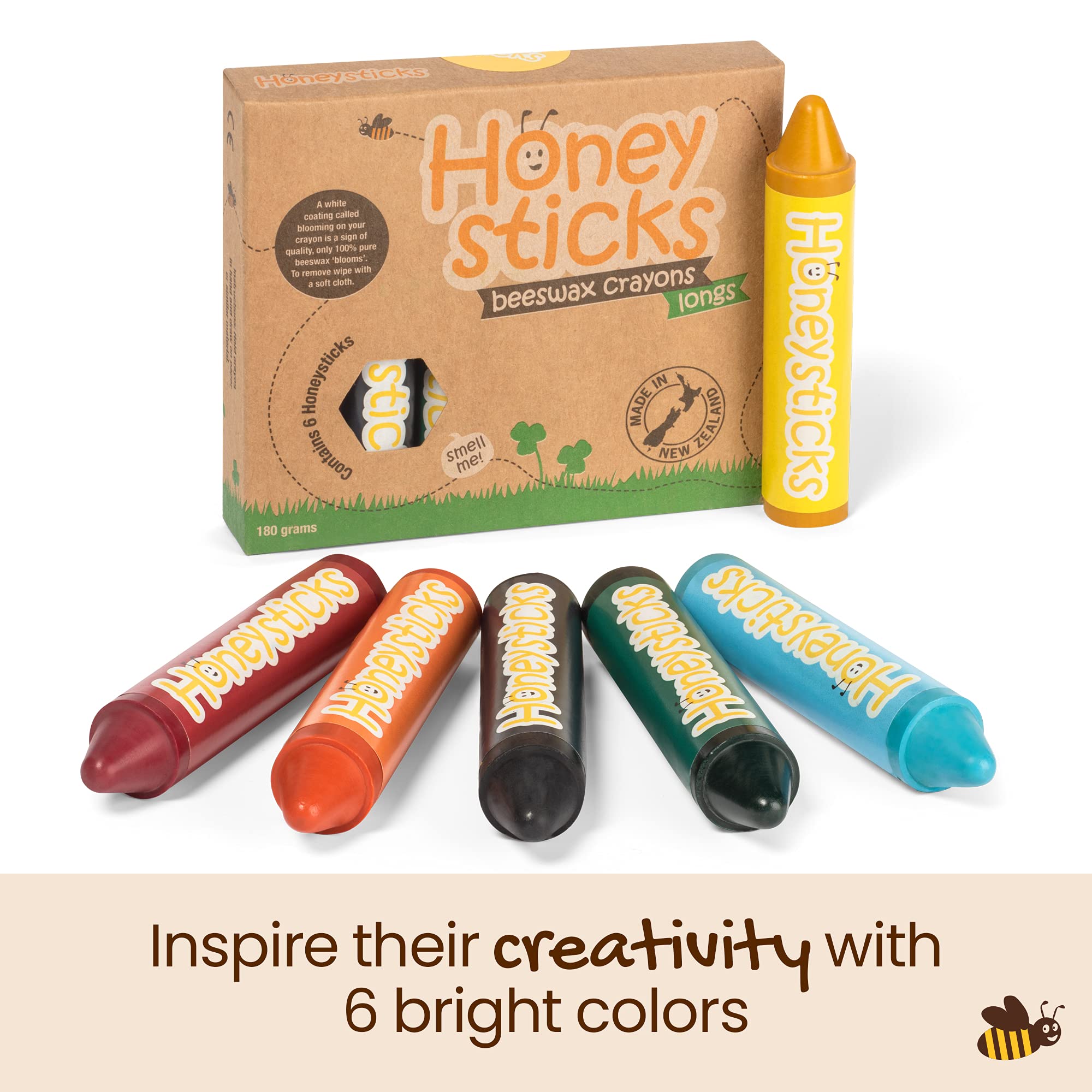 Honeysticks 100 Natural Beeswax Crayons, Jumbo Size Crayons for