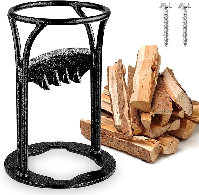 APROTII 7 inch Firewood Kindling Splitter, Heavy Duty Wood Splitter Manual Log Splitter Firewood Log Kindling Cracker Splitting Wedge High-Carbon Steel Safely & Easily for Home Camping Outdoors