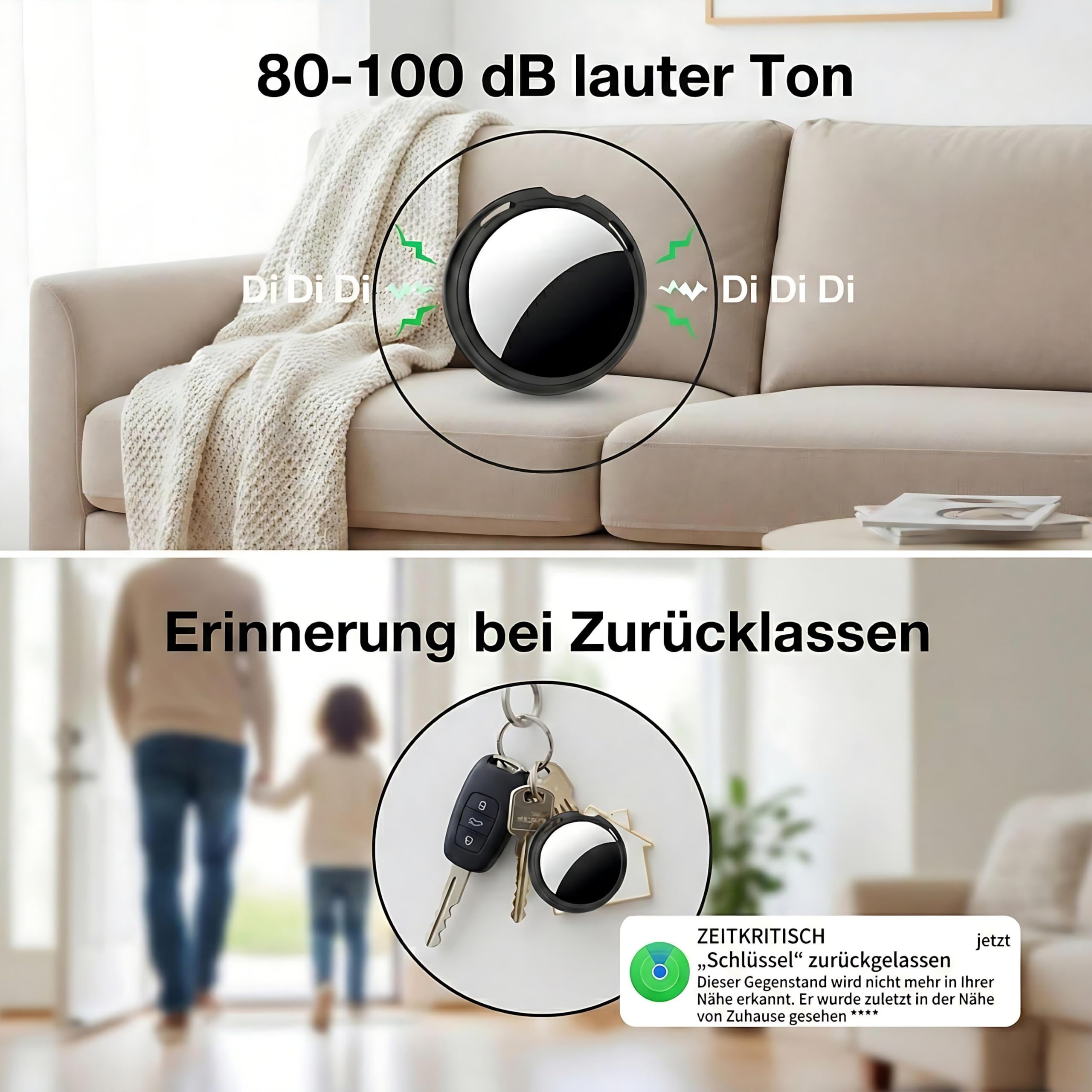 4er Pack Air Tracker Smart Tag Schlüsselfinder [Apple MFi-zertifiziert] Kompatibel mit Apple Wo ist Bluetooth wasserdicht Schlüssel Geldbörse Koffer Gepäck Haustier ohne Abo weltweite Ortung (Nur iOS)