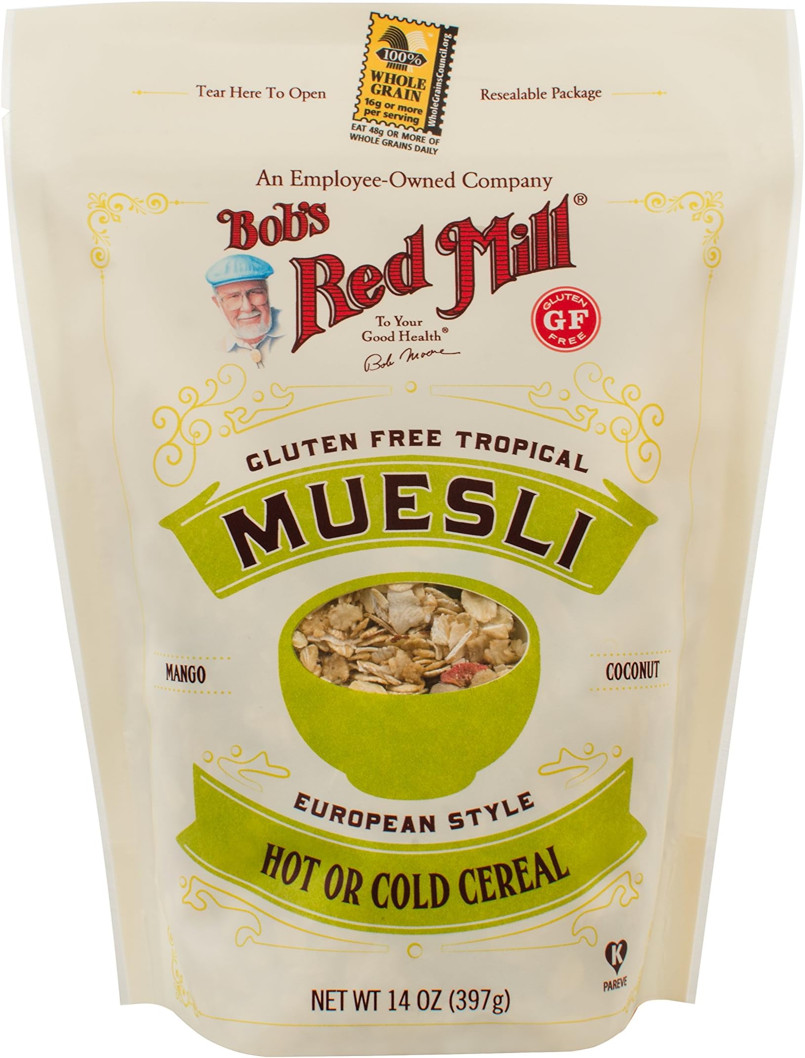 Bob's Red Mill Gluten Free Tropical Muesli, 14oz (Pack of 1) - Gluten Free, Non GMO, Whole Grain, Kosher