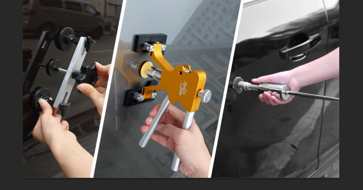 Super PDR 128PCS Dent Repair Kit, Paintless Dent Removal Tools, Car Dent Repair Kit With 2 In 1 T-Shaped Dent Puller, Gold Dent Lifter And Bridge Dent Puller For Removing 99% Of