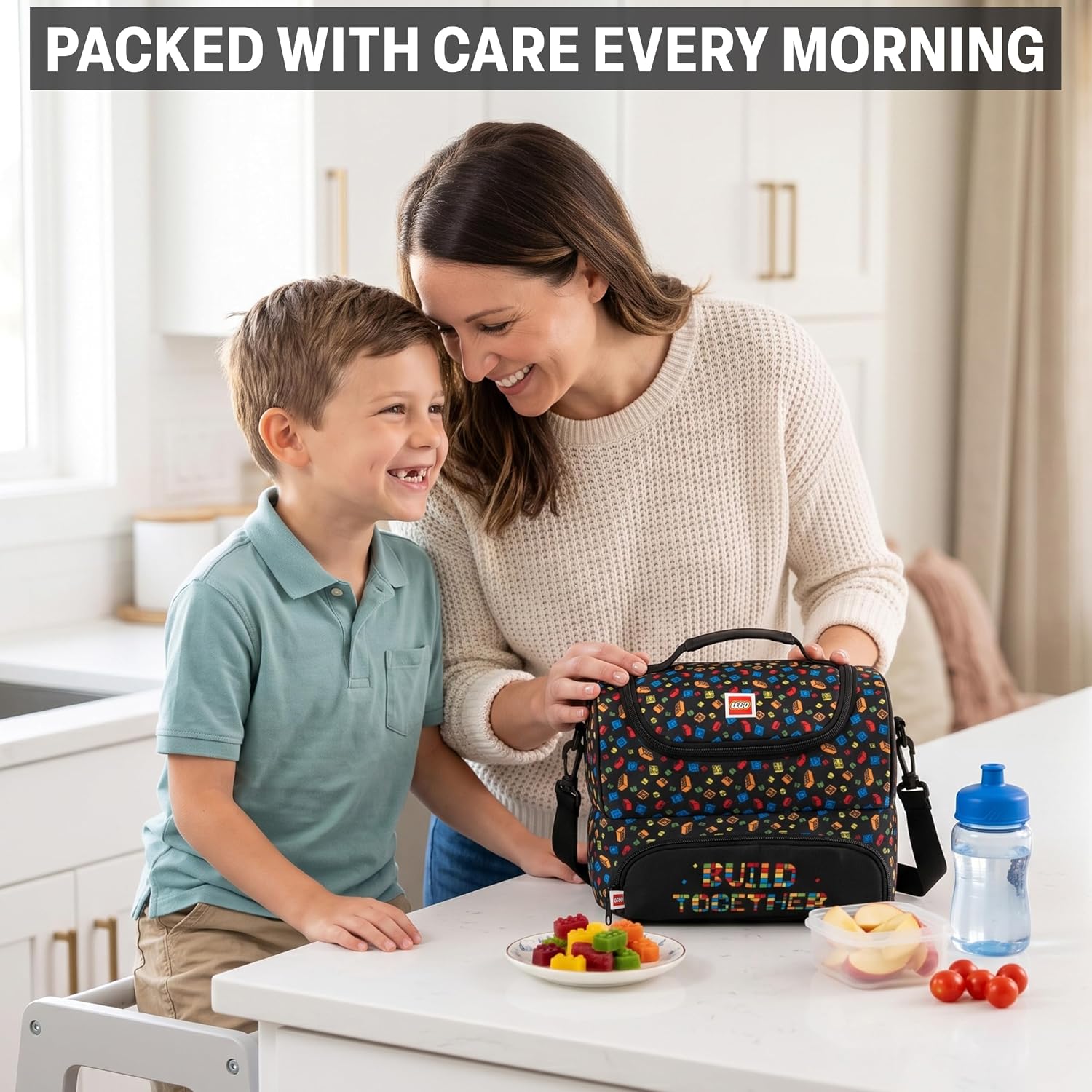 Get Trend Lego Kids Two Compartment Insulated Lunch Bag for School, Travel