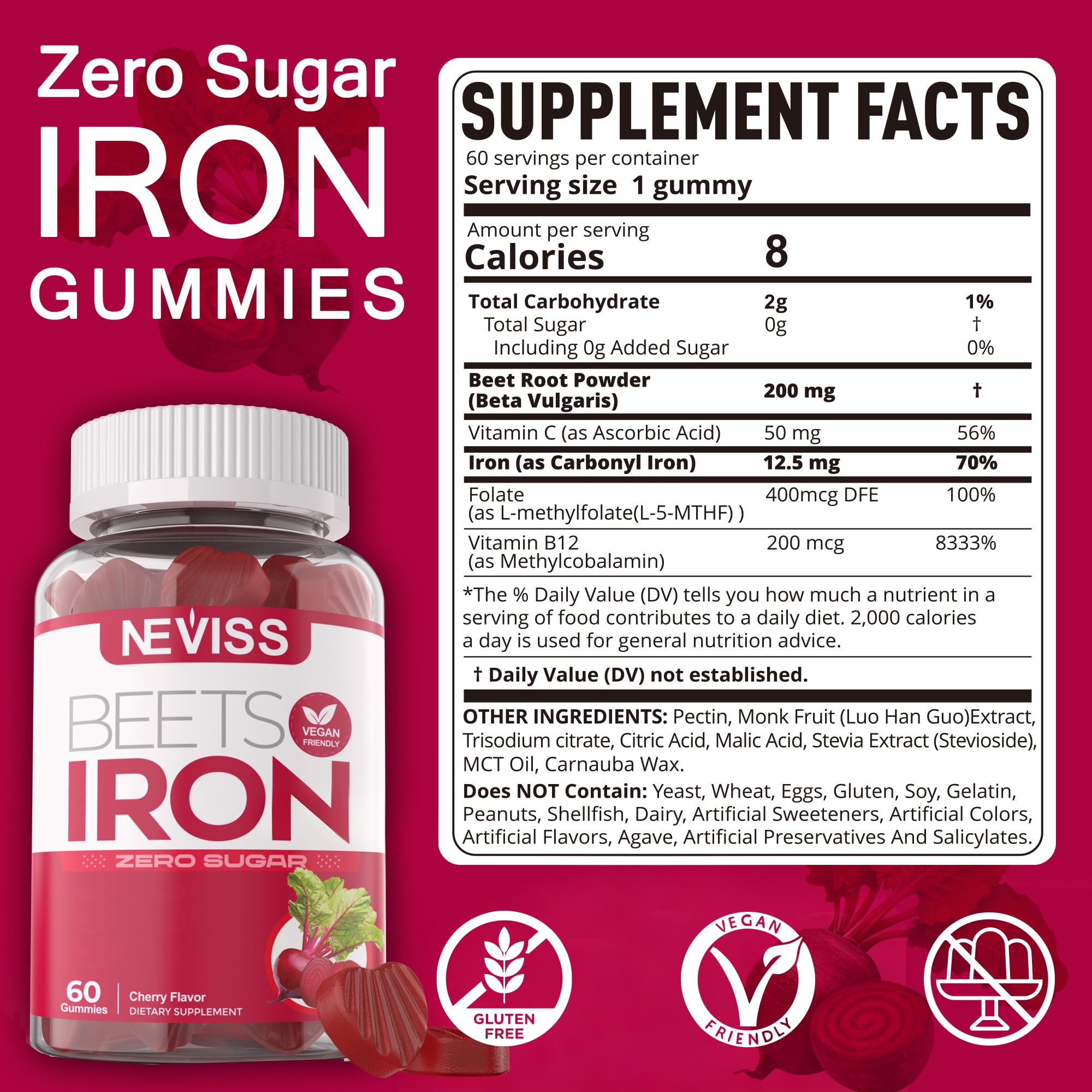 Iron Gummies with Beet Root, 1 Gummy Per Serving, 120 Counts — Amazon image 5