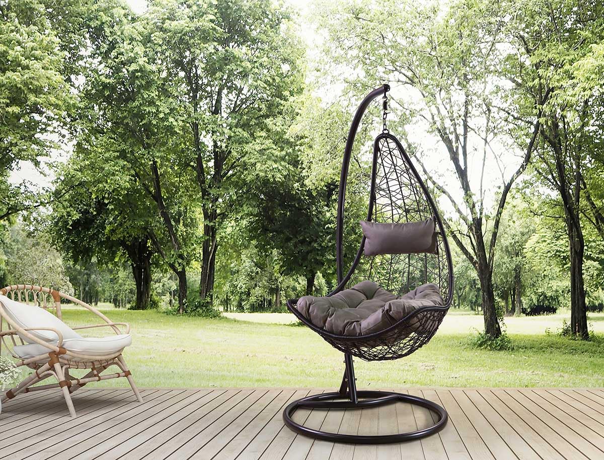 S & S Saldos y Stocks Silla Colgante Mecedora Once. Muebles de Jardin o Terraza Blanco, Cojines Gris