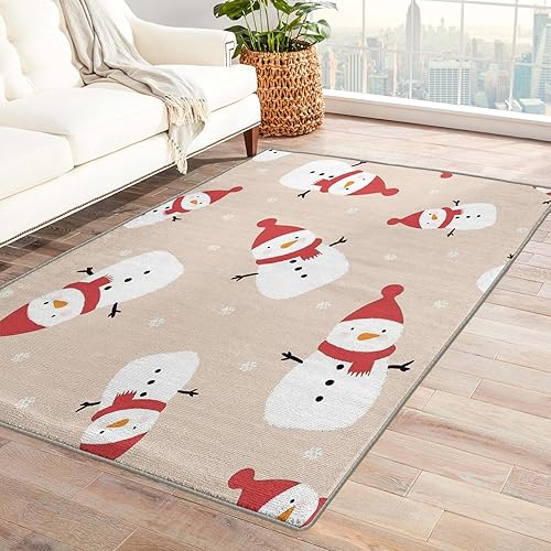 Alfombra de Navidad y decoración del hogar, alfombra de 6 x 9 pies, alfombra de copo de nieve de nieve para sala de estar, dormitorio, alfombra de