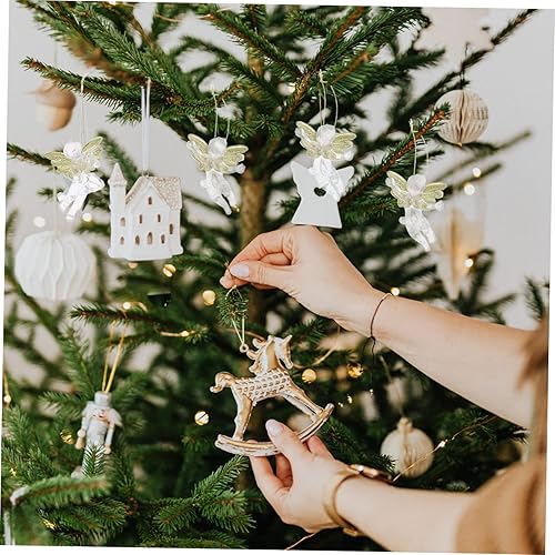 Miniatura 4 de ABOOFAN 60 piezas de colgantes de ángel transparentes para árbol de Navidad, adornos de ángel, adornos de árbol de Navidad, adornos de árbol de