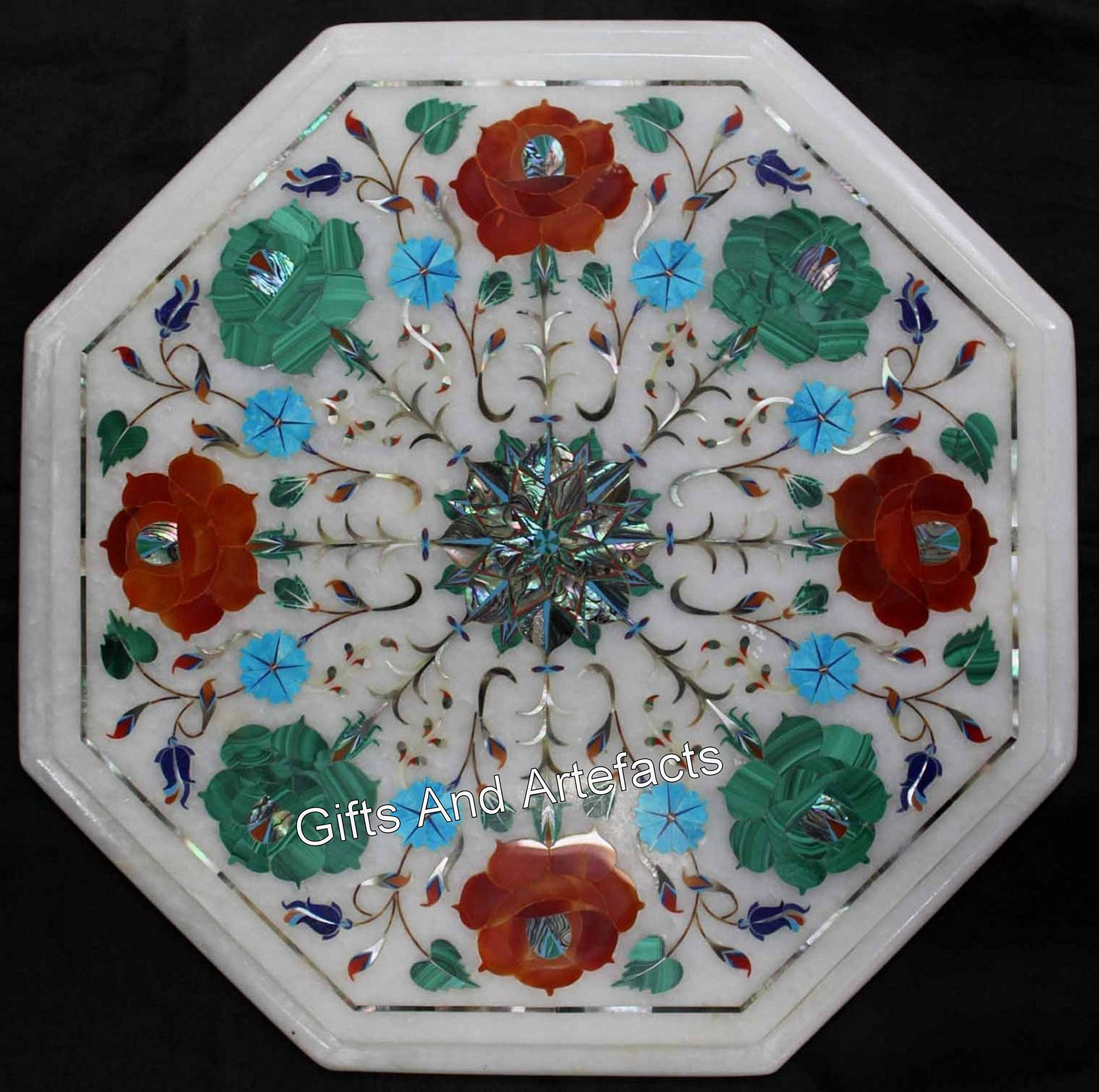 Table basse en marbre blanc 35cm pour salon d'hôtel au design antique chic