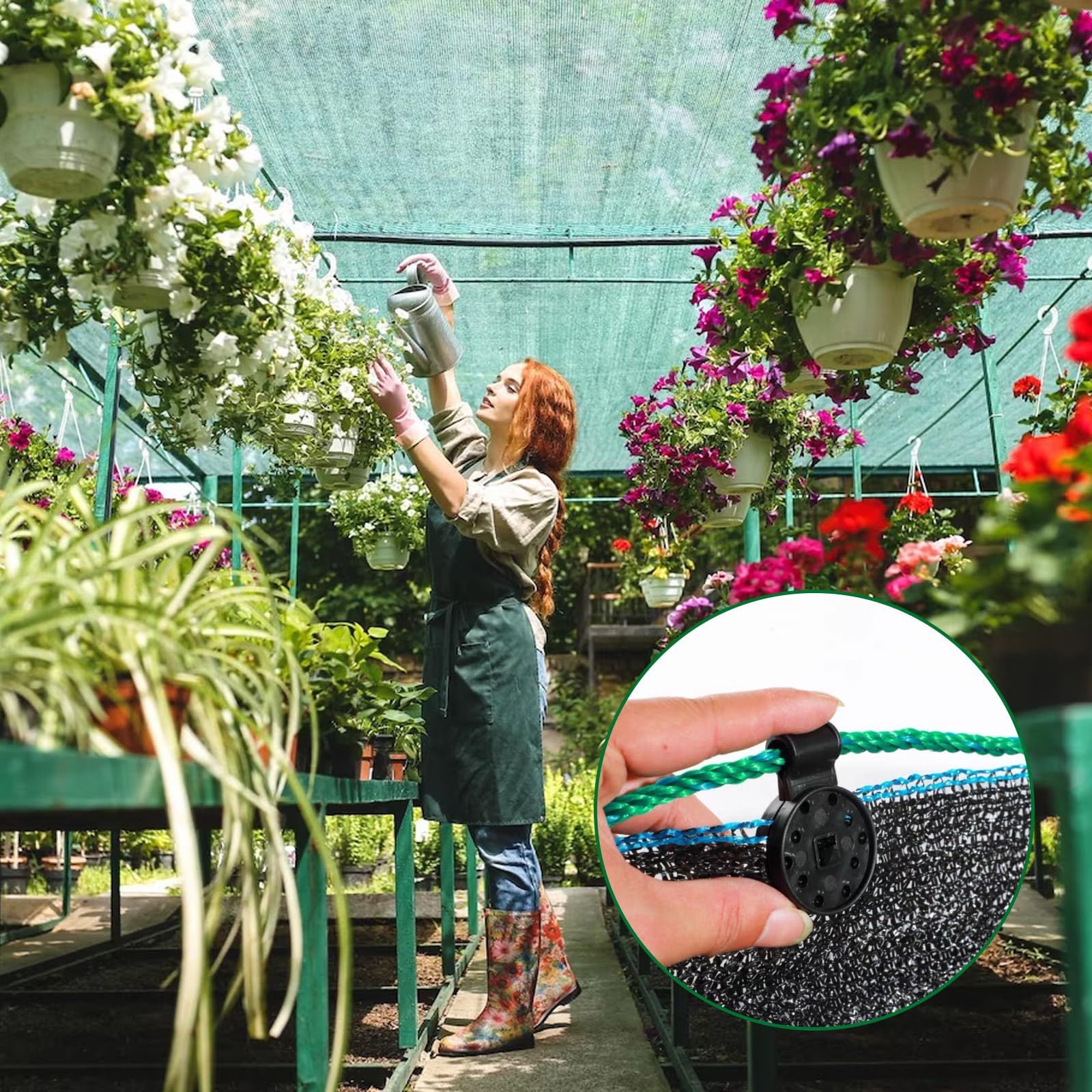 100 Pezzi Clip in Plastica per Telo Ombreggiante, Clip di Fissaggio Speciale con Occhiello, Clip di Stoffa Dell'ombra, Accessori in Tessuto Ombreggiante per Serra Piante Rete Parasole Giardino
