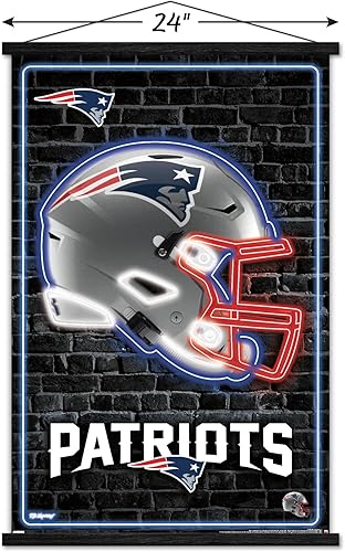 Miniatura 3 de Trends International NFL New England Patriots - Póster de pared con casco neón 23 con marco magnético