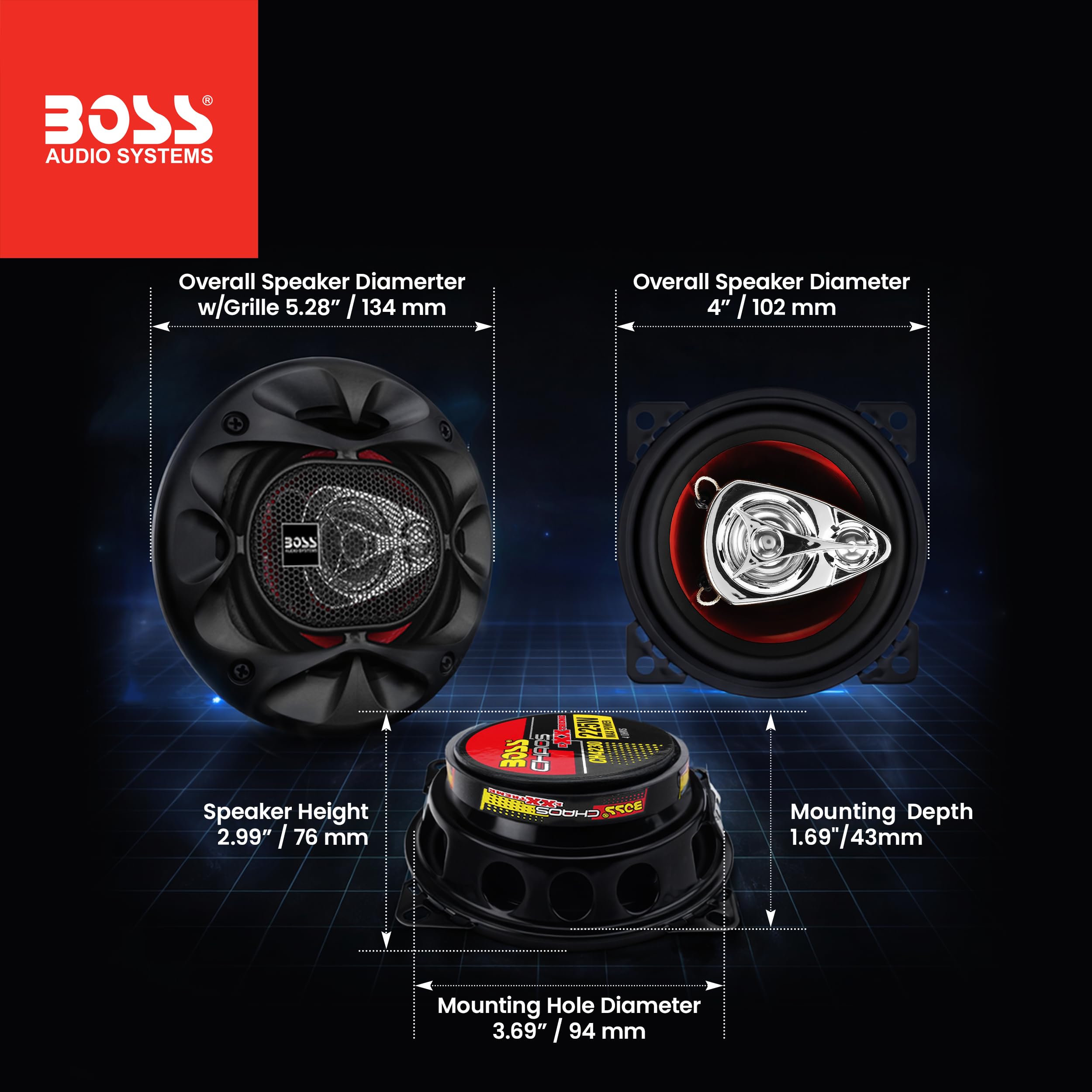 Amazon.co.jp: 4インチ 225W 3WAYスピーカー CH4230 BOSS AUDIO : 車