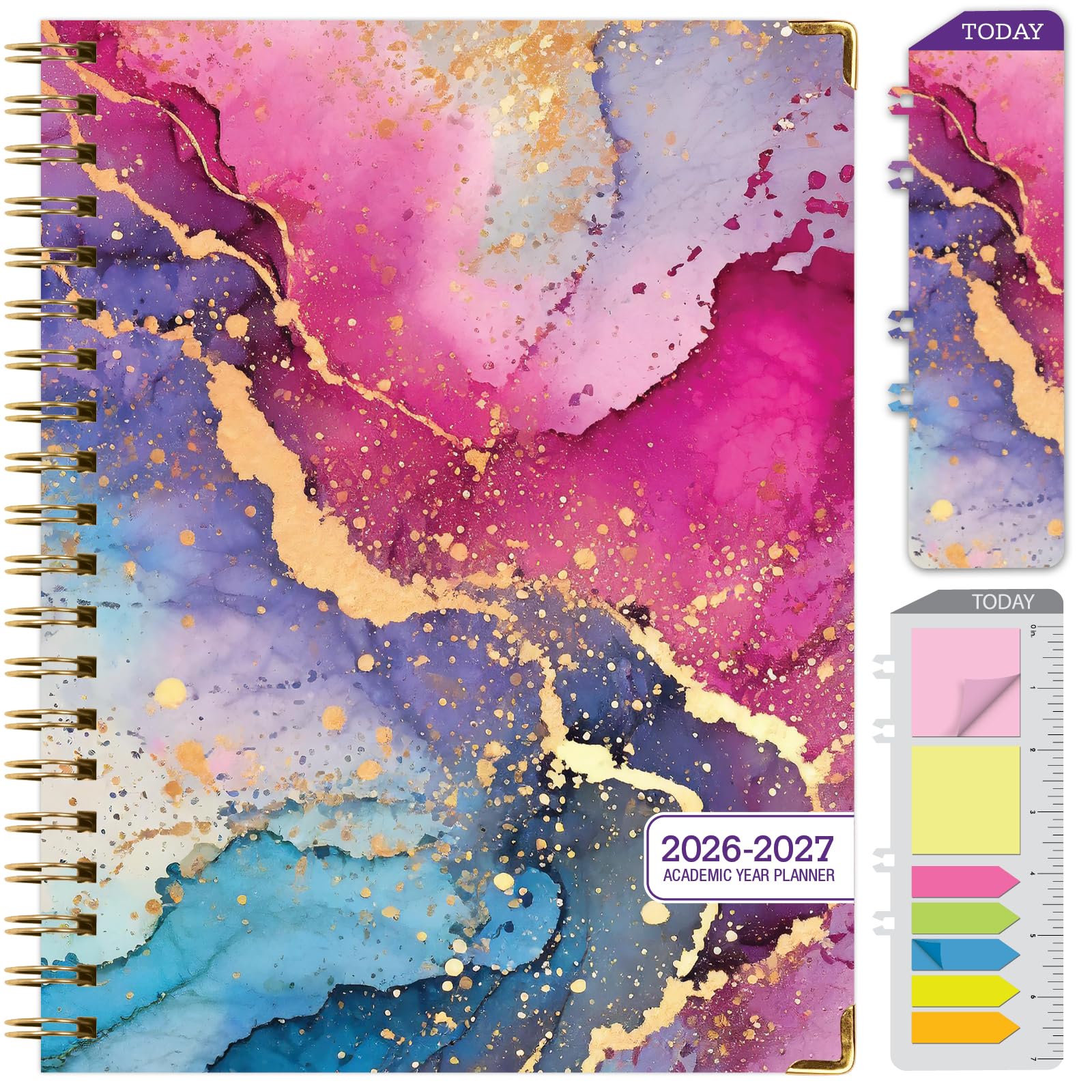 HARDCOVER Academic Year 2026-2027 Planner: 14 Months (May 2026 Through June 2027) 8.5"x 11" Daily Weekly Monthly Planner Yearly Agenda. Bookmark,