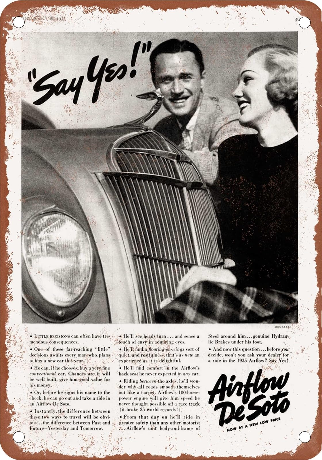 METAL SIGN - 1935 DeSoto Vintage Ad 12 - Old Retro Rusty Look home decor