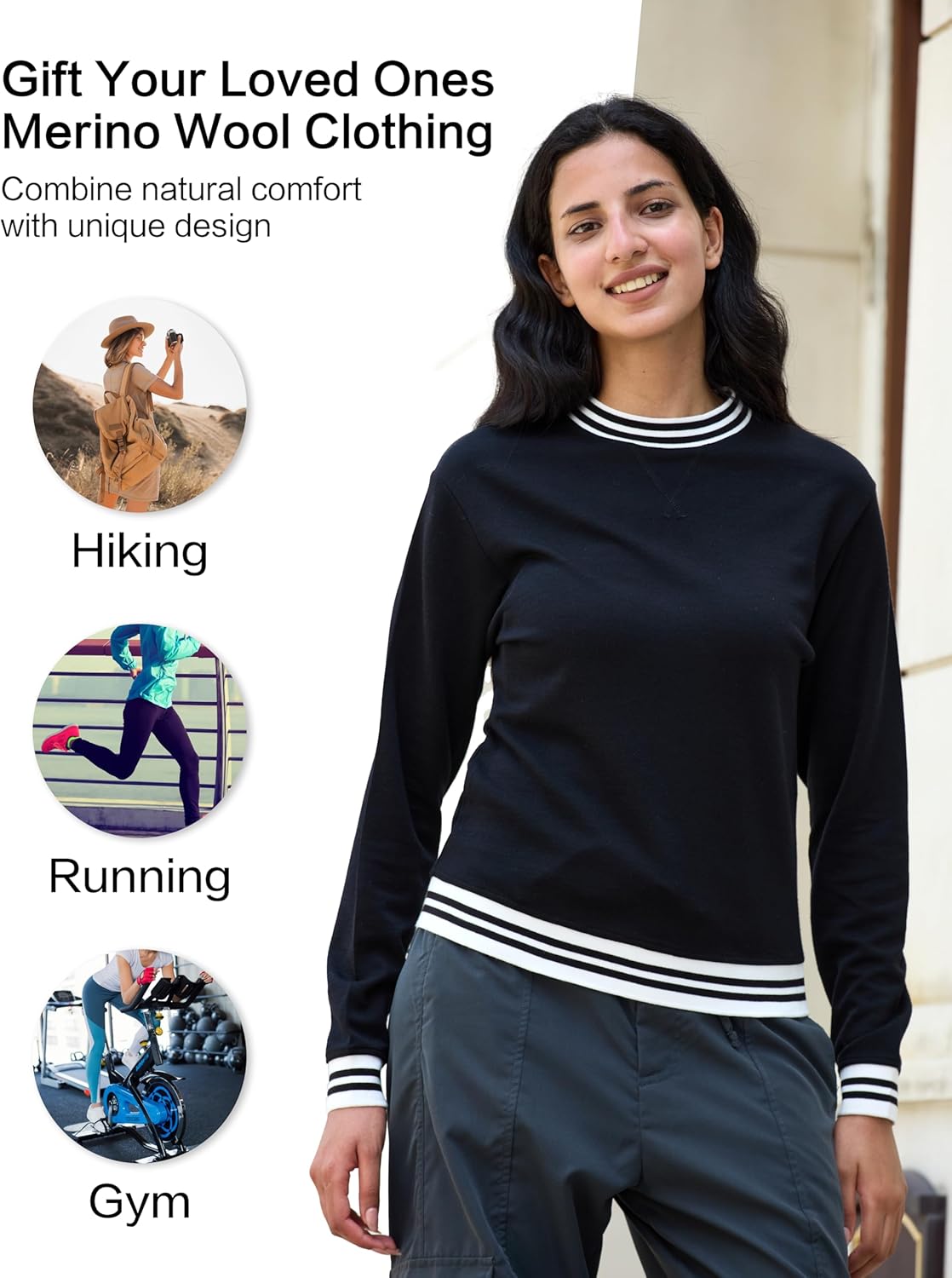Merino Wool Base Layer Women Pullover for Athletic, Womens Crewneck Sweatshirt, Warm Cozy Sweatshirt Long Sleeve - Image 7