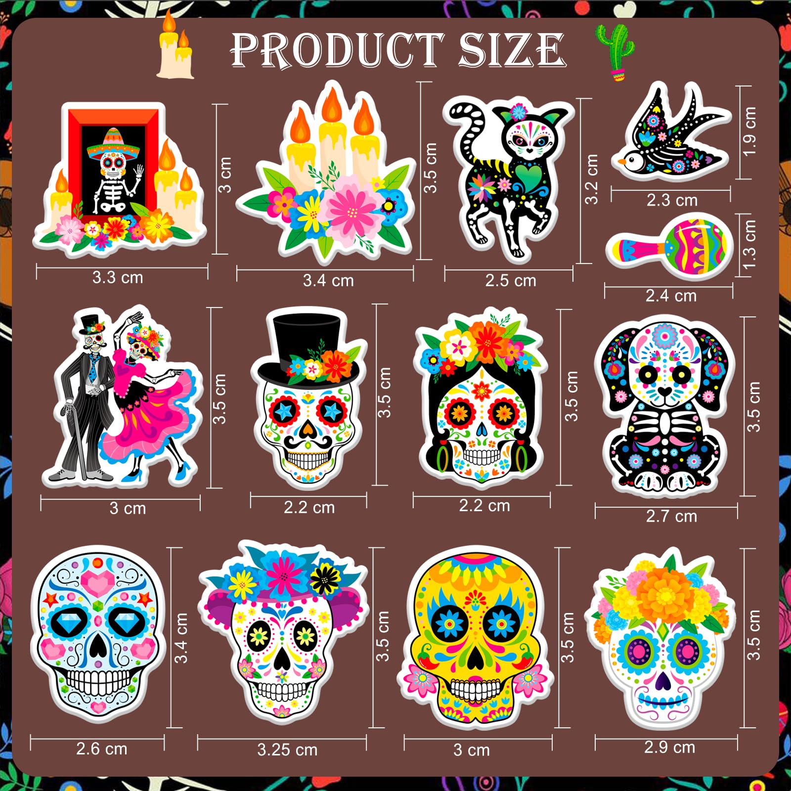 Dia De Los Muertos Favors HOWAF Day Of The Dead DIY Stickers, 24 Sheets ...