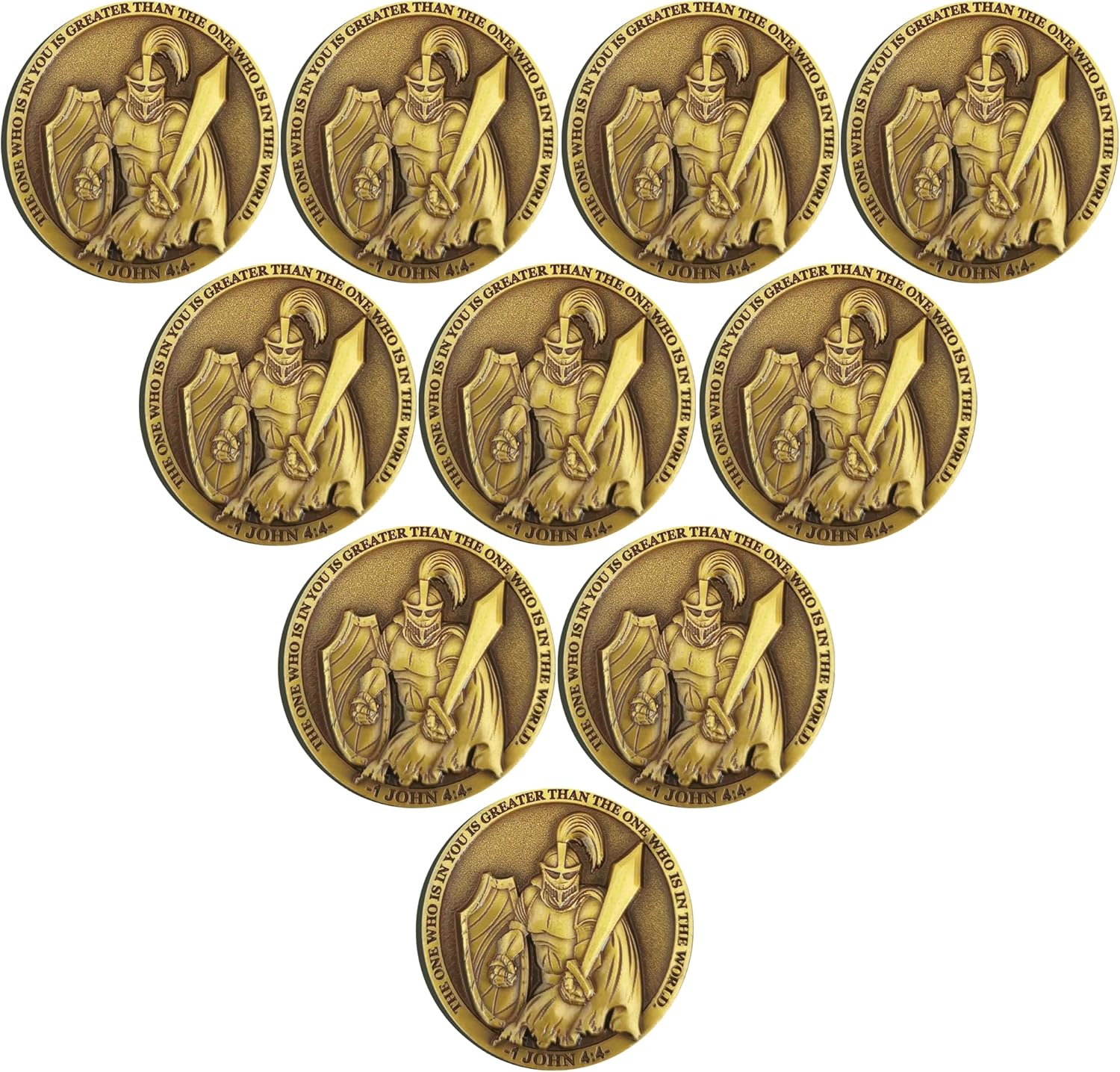 Faith-Forged Knight Christian Challenge Coin I Can Do All Thing Through Christ Bible Verses Pocket Hug Token (Pack of 10)