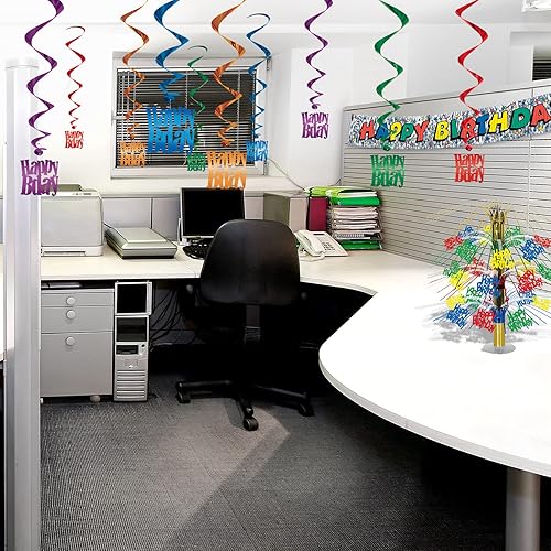 Miniatura 4 de Beistle 10 piezas de plástico metálico colorido feliz cumpleaños colgantes espirales espirales decoraciones de fiesta