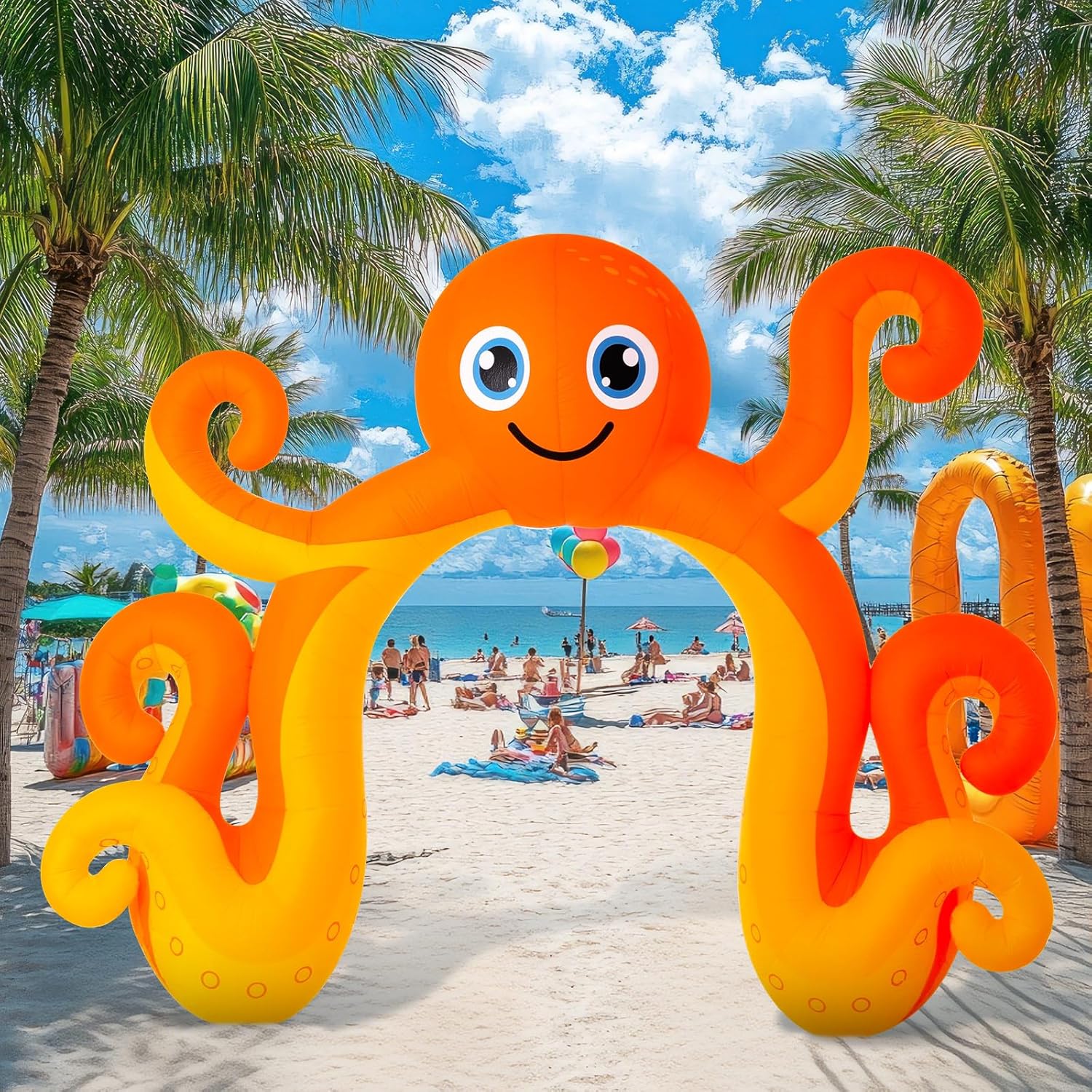 9 FT Octopus Inflatable Arch Giant Outdoor Blow up Decoration with Built-in 6 LED Lights for Under the Sea Party Ocean Theme Beach Pool Baby Shower Birthday Luau Summer Yard Decor