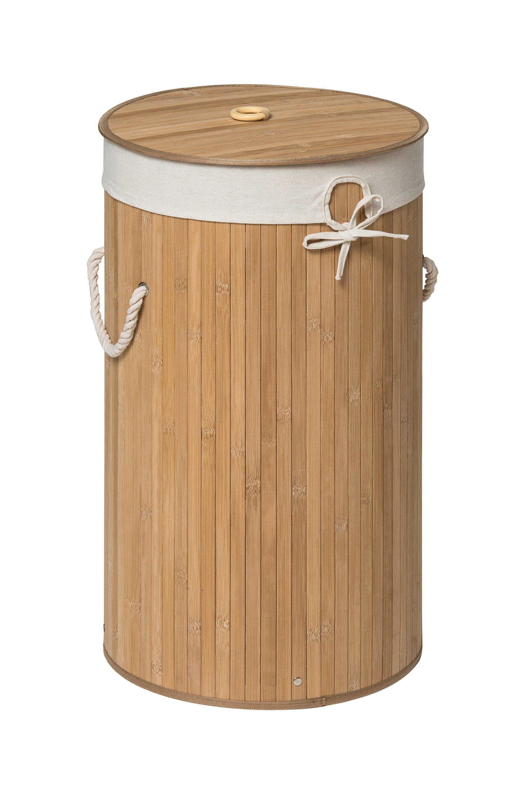 Premier Housewares Laundry Basket/Washing Basket/Round Laundry Bags/Washing Basking for Laundry/Removable Cotton Liner - Natural