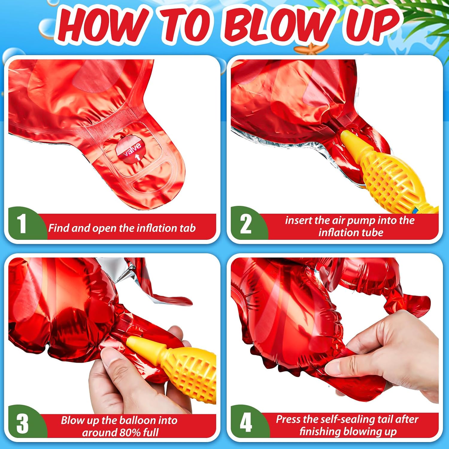 6 Pieces Giant Lobster Crawfish Balloons Simulation Sea Animal Foil Balloons for Birthday Party Decoration Home Office Party Favors Supplies(Vivid)