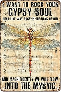 Dragonfly Decor Metal Sign Boho Tin Sign Vintage Fairy Decor Dragonfly G...