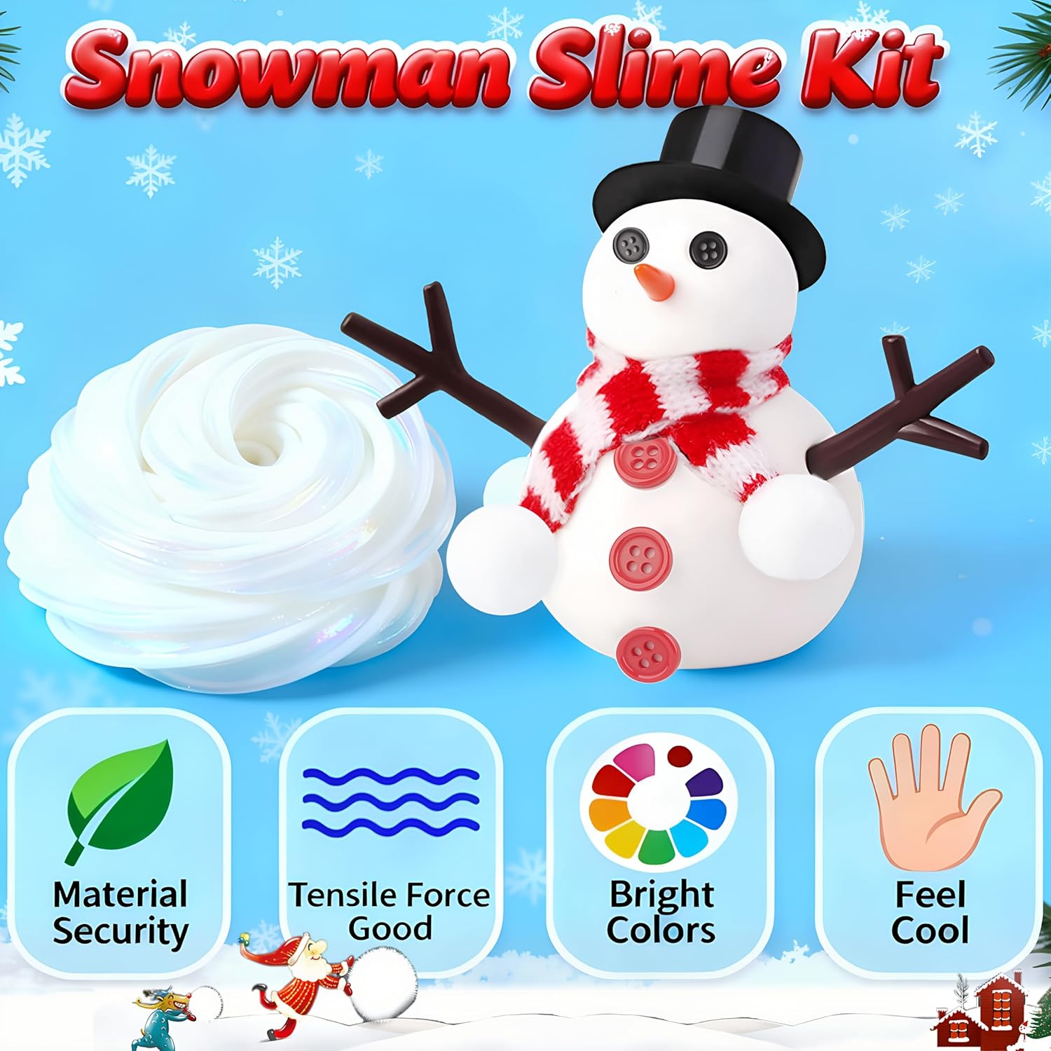 2 Pack Large-Capacity Slime Kit with Snowman Accessories,Do You Want to Build a Snowman,Build, Melt & Rebuild Fun,Desk Toy for Kids,Christmas Stocking Stuffer