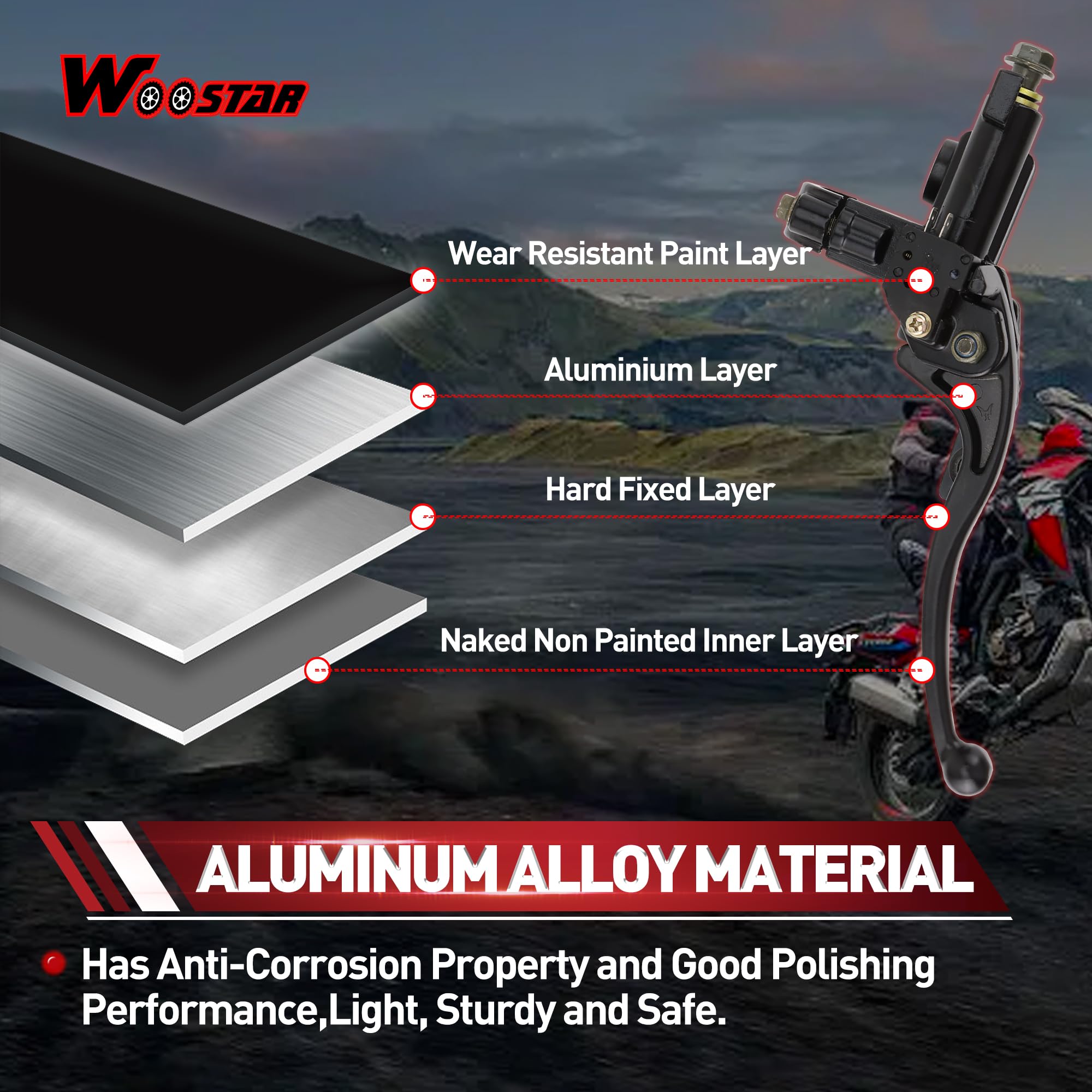 WOOSTAR Izquierda Palanca del Cilindro Maestro de Freno Hidráulico con Calbe Reemplazo para 50cc 70cc 90cc 110cc 125cc 150cc ATV Quad Ciclomotor Scooter Dirt Pit Bike