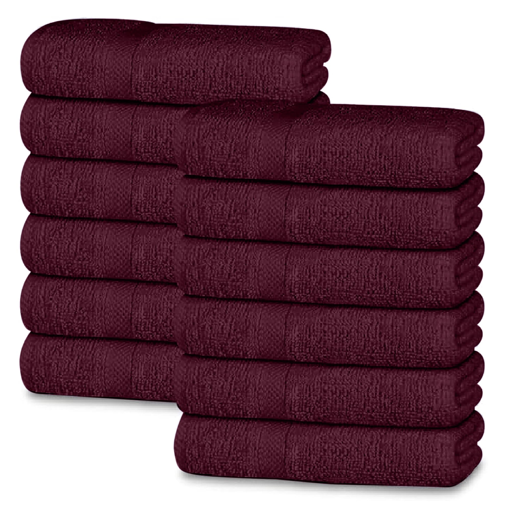 Opulent Dreams 100% Egyptian Cotton Towel Sets – Soft, Absorbent, Quick-Dry – Includes Bath Sheets, Bath Towels, Hand Towels, Flannels – Luxuriously Easy to Wash (Maroon, Guest Towel (Pack of 12))