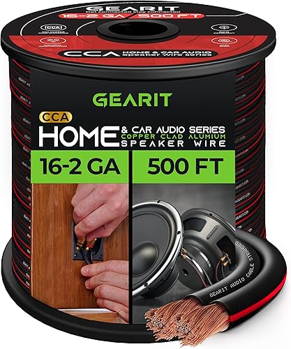 GearIT - Cable para altavoz (calibre 16, 100.0pies), color negro Negro