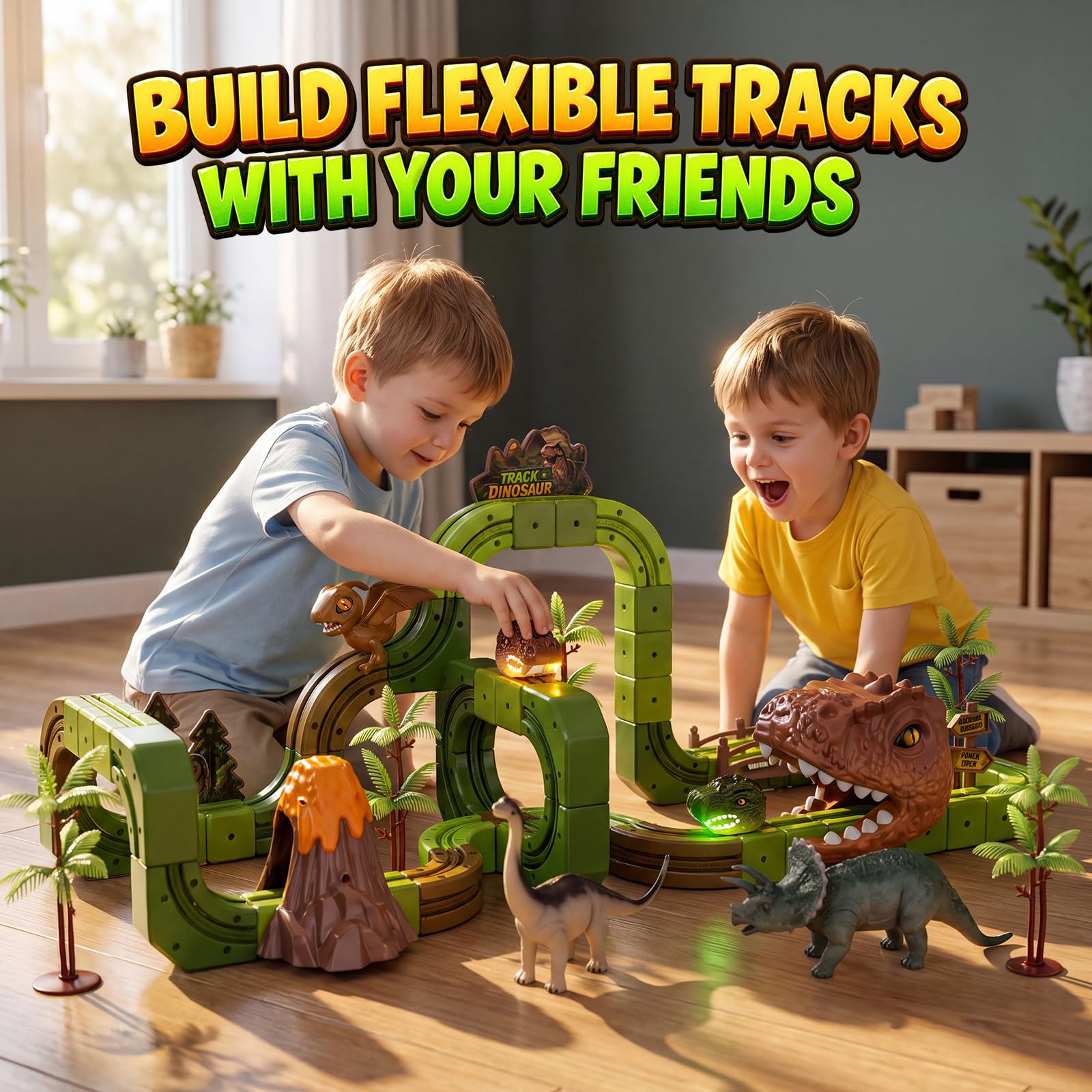 Dinosaur Train Set for Kids - Electric & Flexible -4