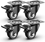 4 inch Swivel Caster Wheels,Heavy Duty Plate Casters with Safety Brake Total Capacity 1200lbs (Pack of 4)