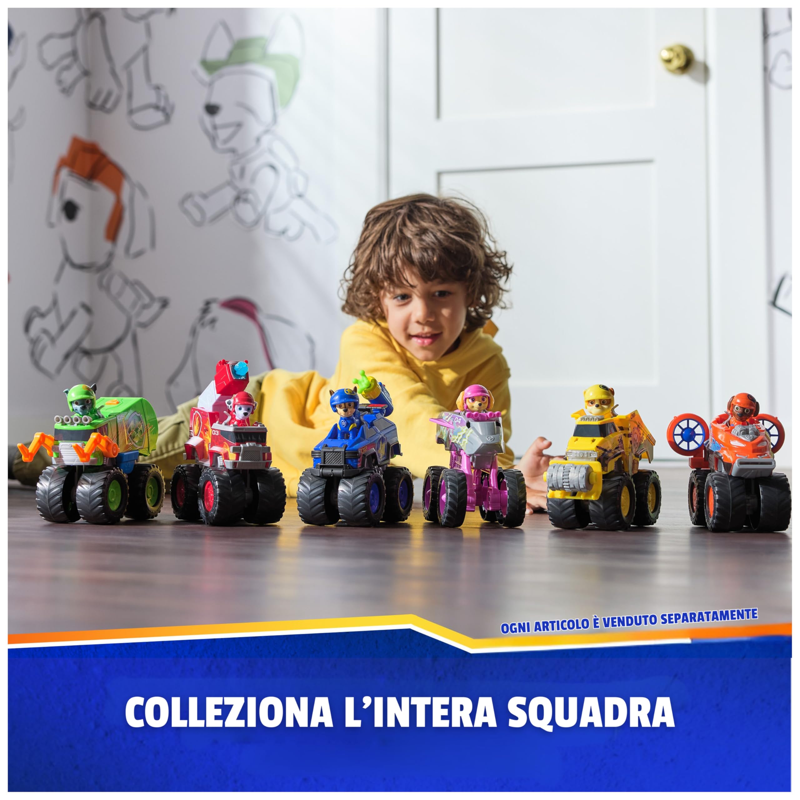 Paw Patrol: Rescue Wheels, Bulldozer di Rubble, Veicolo Giocattolo con Trasformazione e Personaggio Collezionabile, Giocattoli per Bambini e Bambine, 3+ Anni