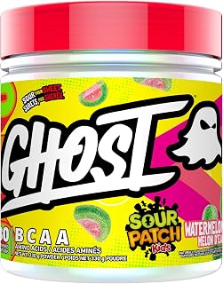 GHOST BCAA Amino Acids, Sour Patch Kids Watermelon - 30 Servings - Sugar-Free Intra and Post Workout Powder & Recovery Drink, 7g BCAA – Supports Muscle Growth & Endurance- Soy & Gluten-Free, Vegan