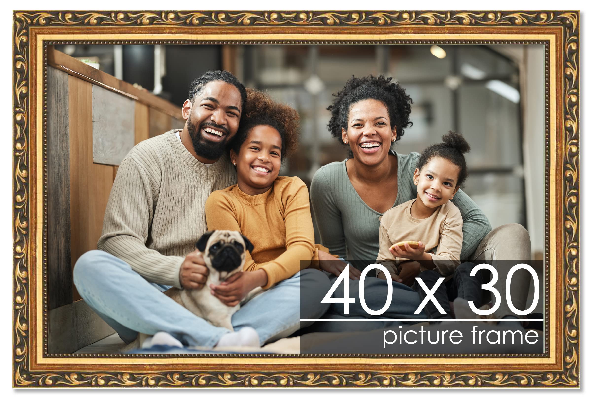 Amazon.com - Poster Palooza 40x30 Traditional Gold Wood Picture