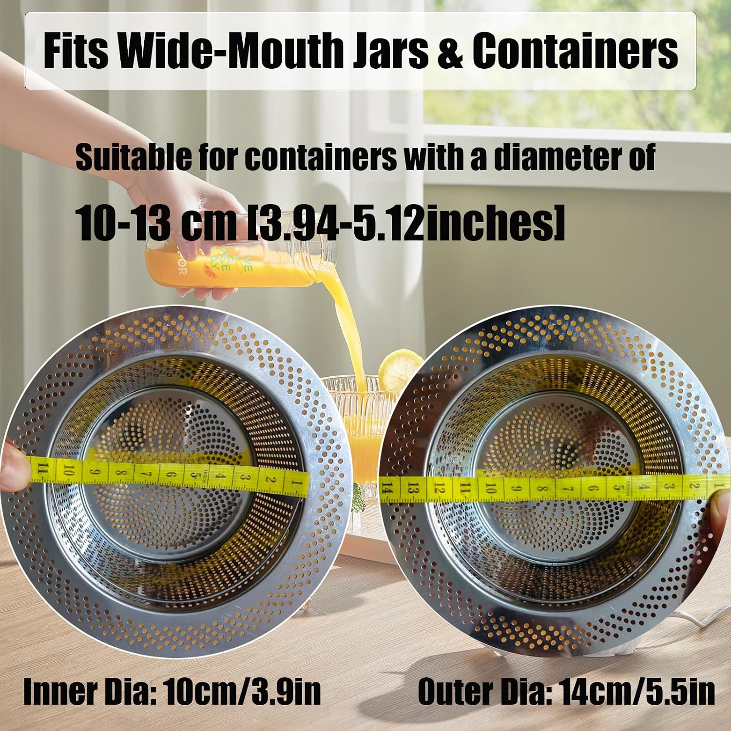 2 Pack Pulp Juice Strainer for Nama J2 Cold Press Juicer, Hands-Free Secondary Fine Filter Accessories, Stainless Strainer After Juicing Fits Most Containers