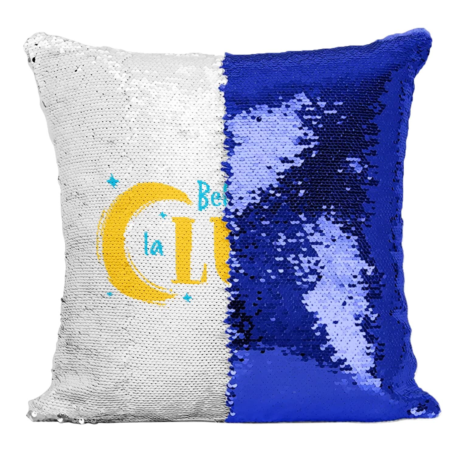 Housse coussin sequin bleu astronaute mignon déco espace lune