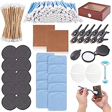 FOFOWHAT 238 Pcs Card Cleaning Kit Trading Care Tool Accessory Kit Include Clear Acrylic Round Plates Dust-Blowing Ball Upgrade for Double Ended Roller Wooden Box Magnifying Glass